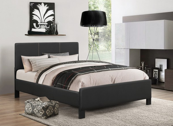 Black Faux Leather Upholstered Platform Bed – IF-175