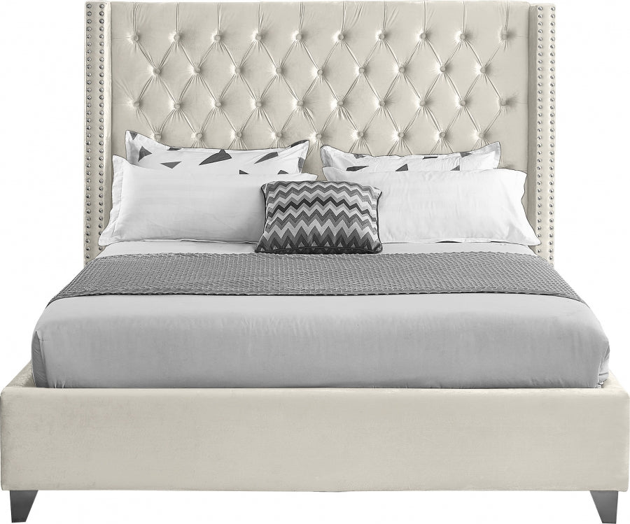Rich Chreme Velvet Fabric Bed – IF-5892