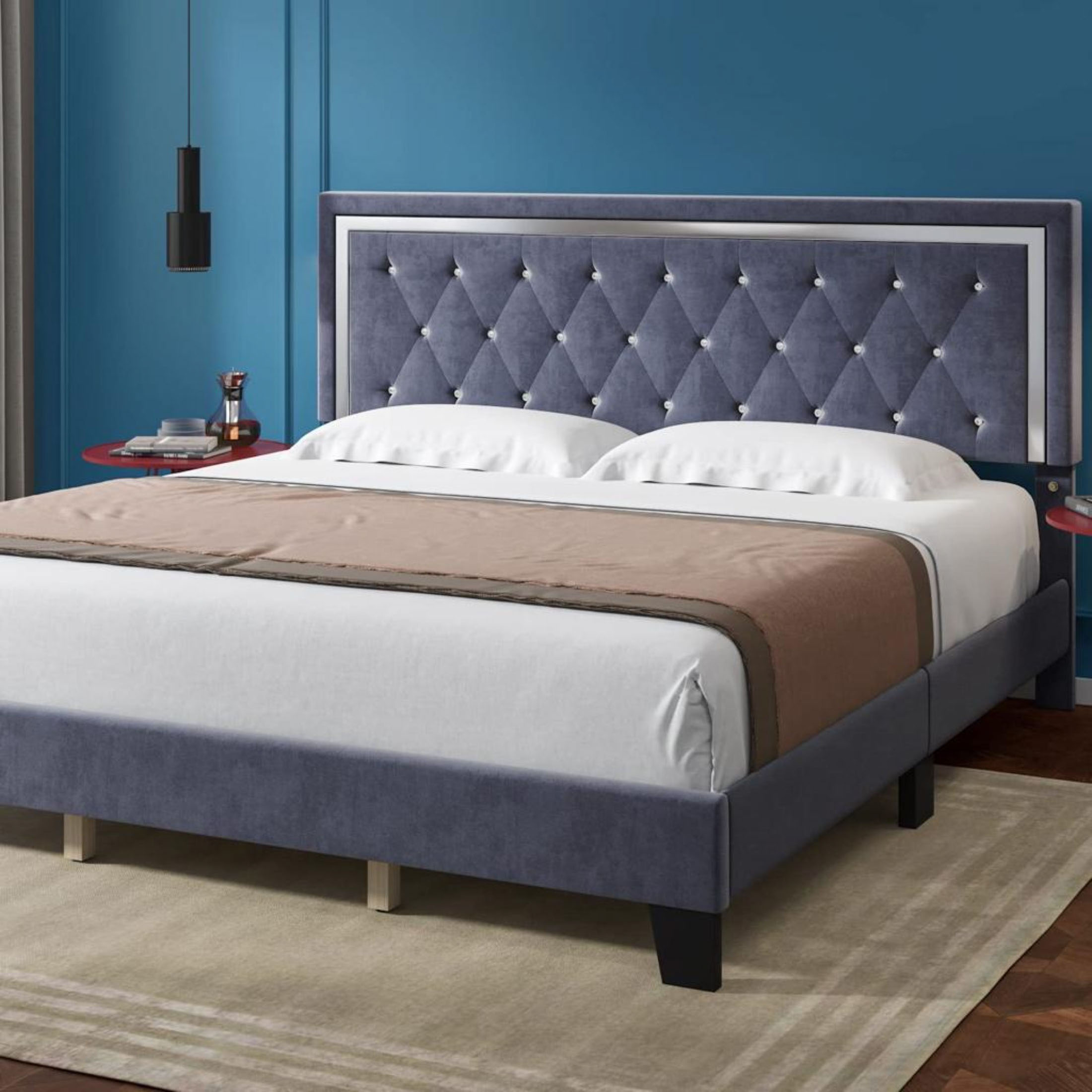BED LANE - Bed Frame Upholstered VELVET