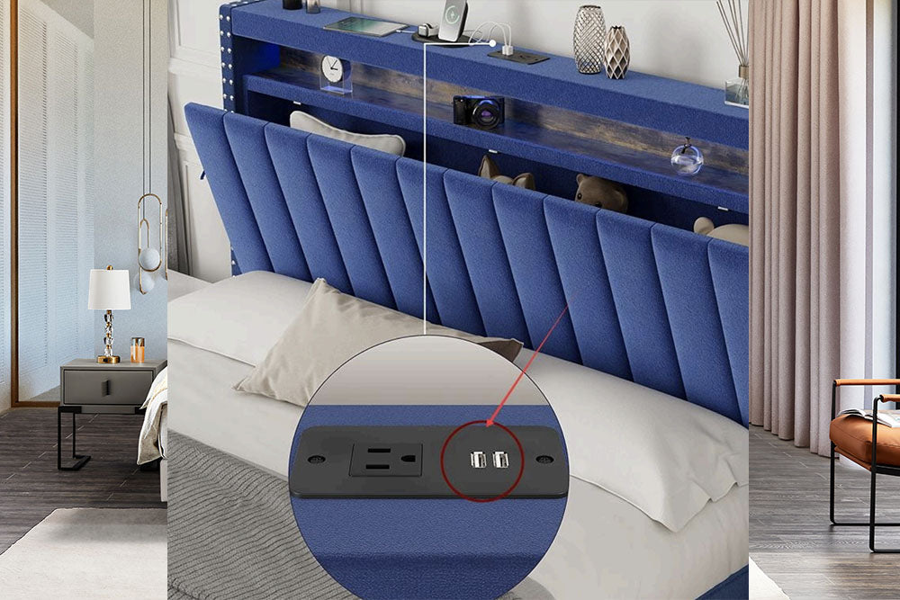 BED MARK - Bed Frame Velvet with Drawers