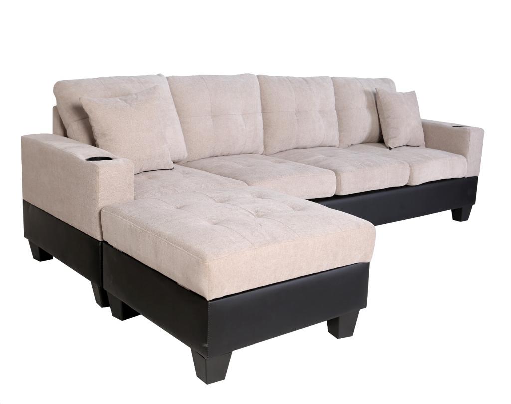 Image of queens sofa sectional reversible - soft linen.