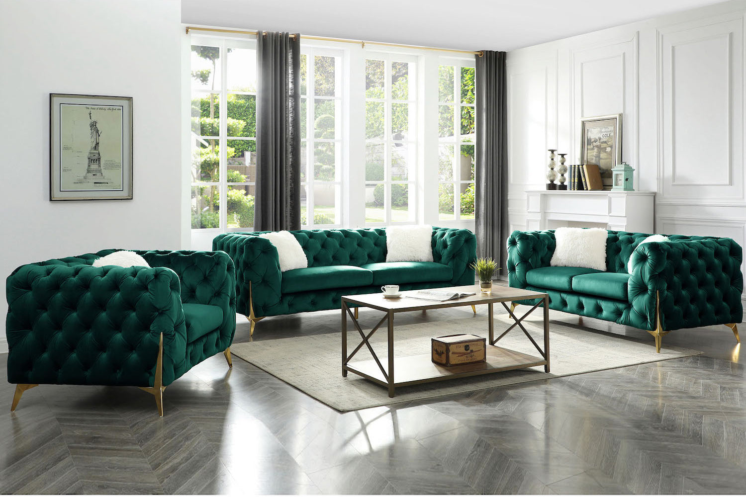 ENSEMBLE CANAPÉ MODERNO TISSU 3pcs