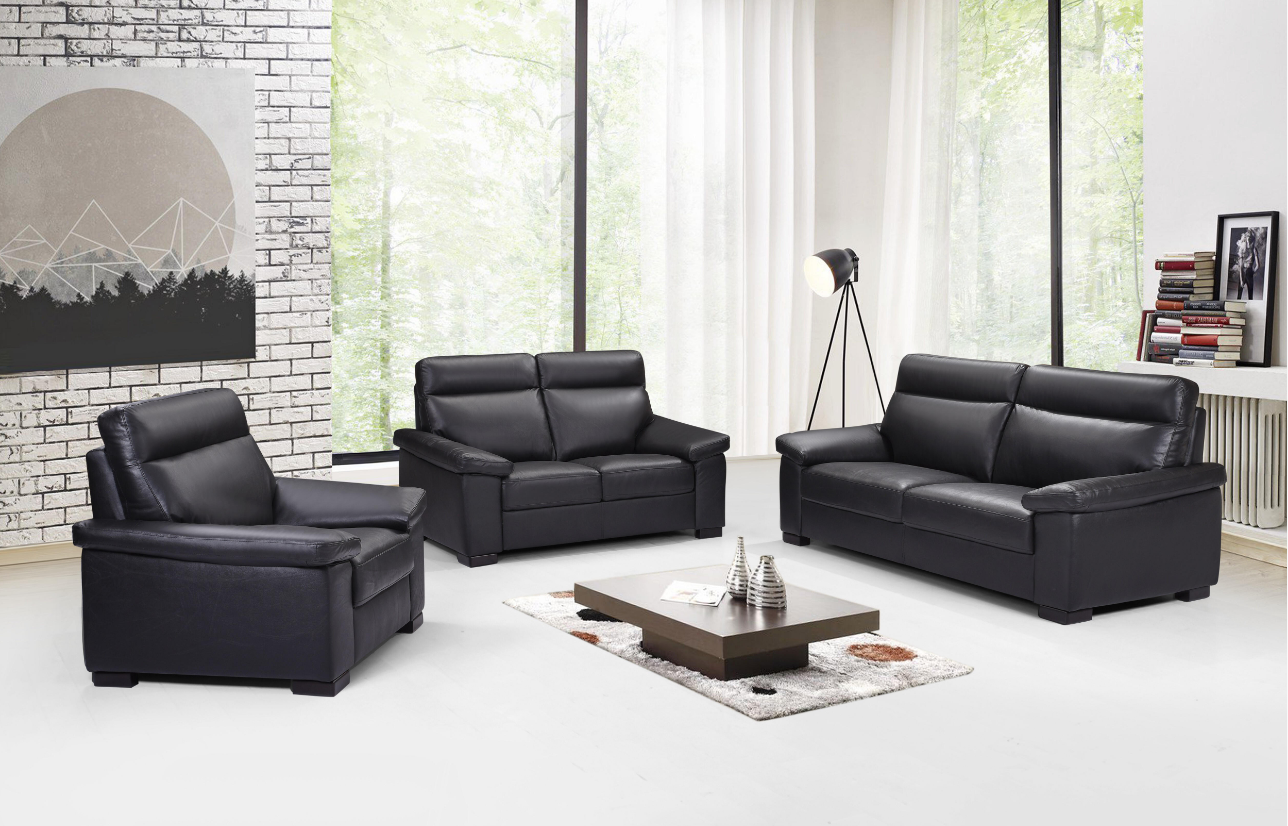 Image of genuine leather sofa set 3pcs 1618.