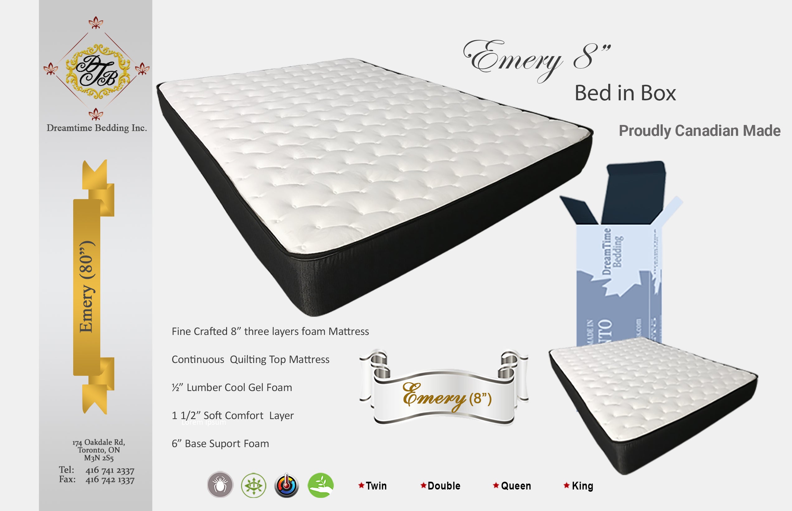 Mattress 10" Easy Go tight top - Bed in a Box