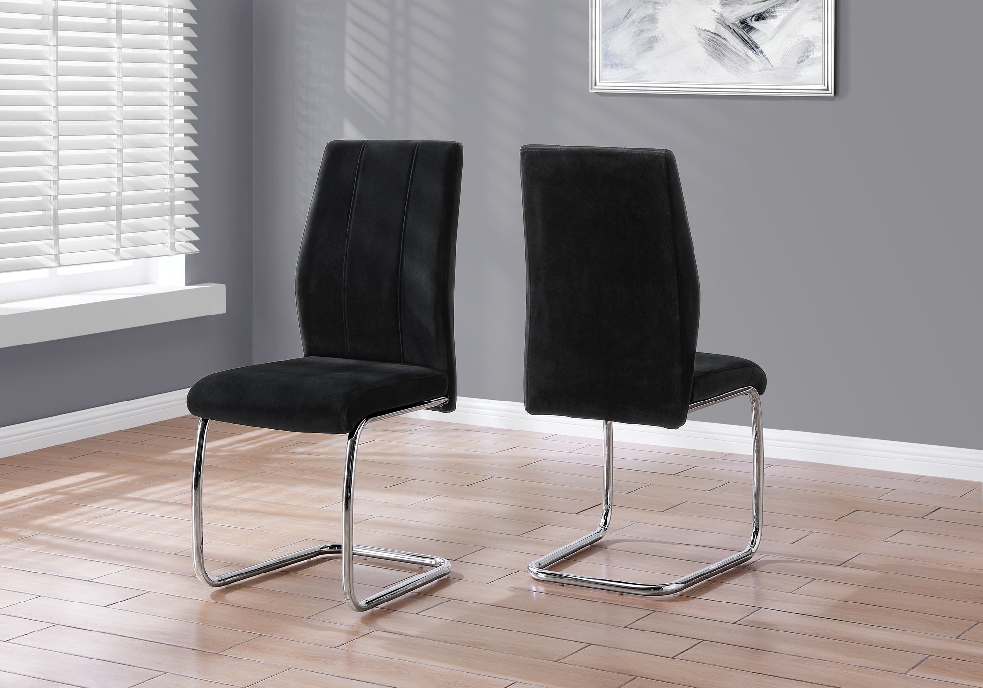 dining chair 2pcs 39h black velvet chrome i1067