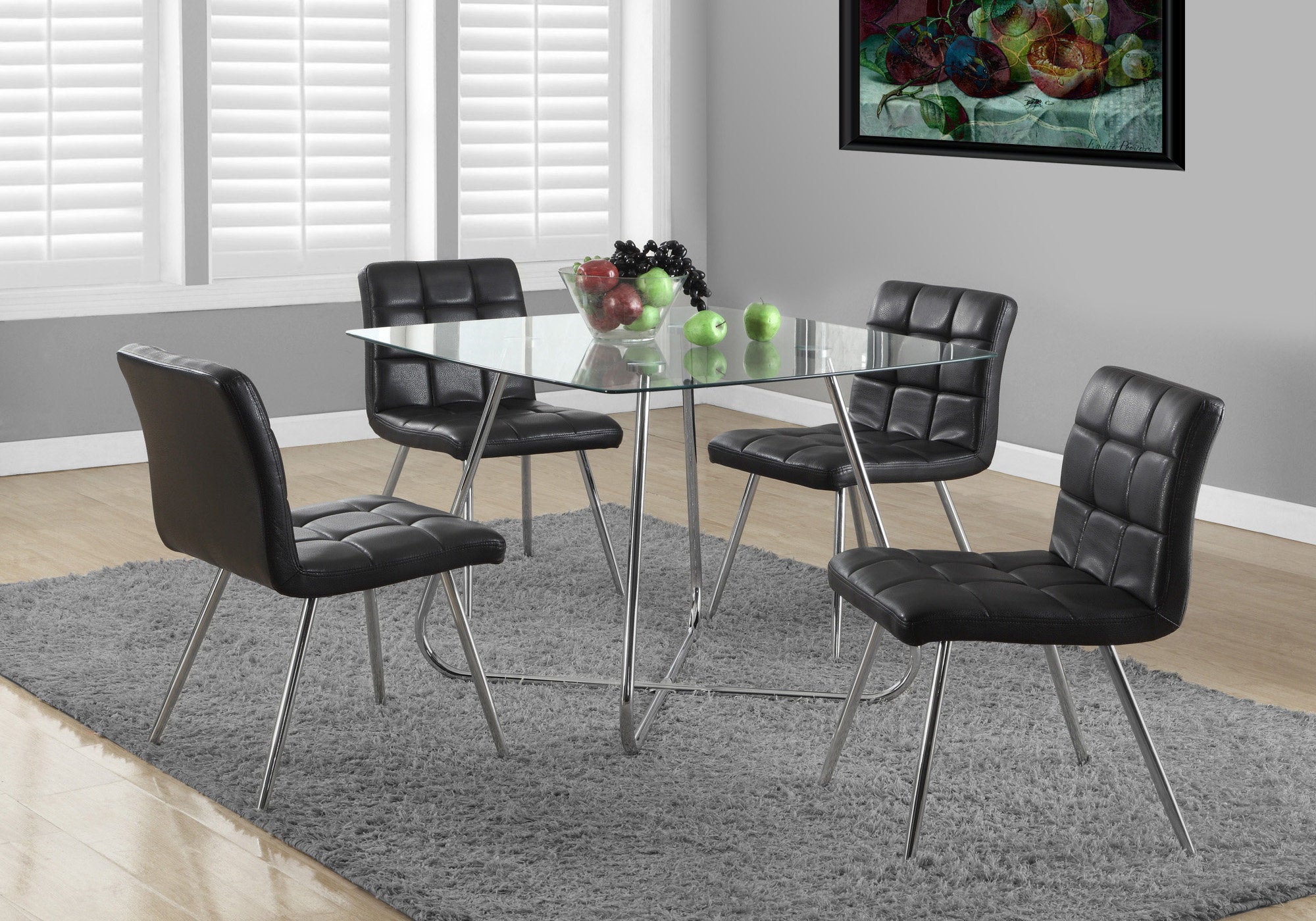 Image of dining table - 40inch dia chrome with 8mm tempered glass i 1070.