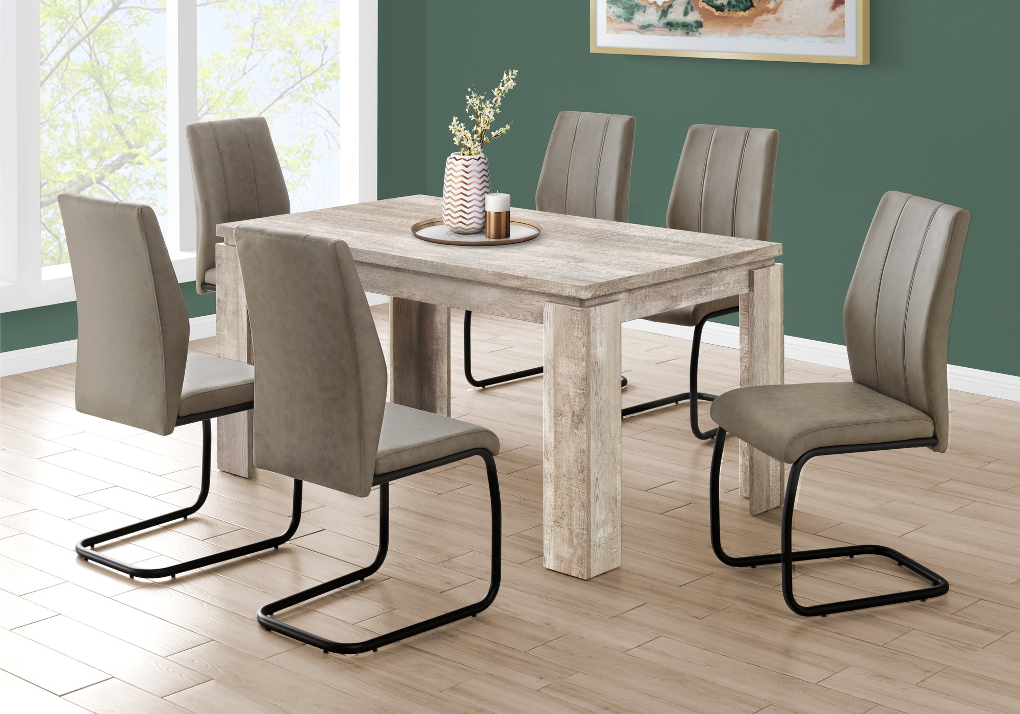 Image of dining table - 36inch x 60inch taupe reclaimed wood-look i 1088.