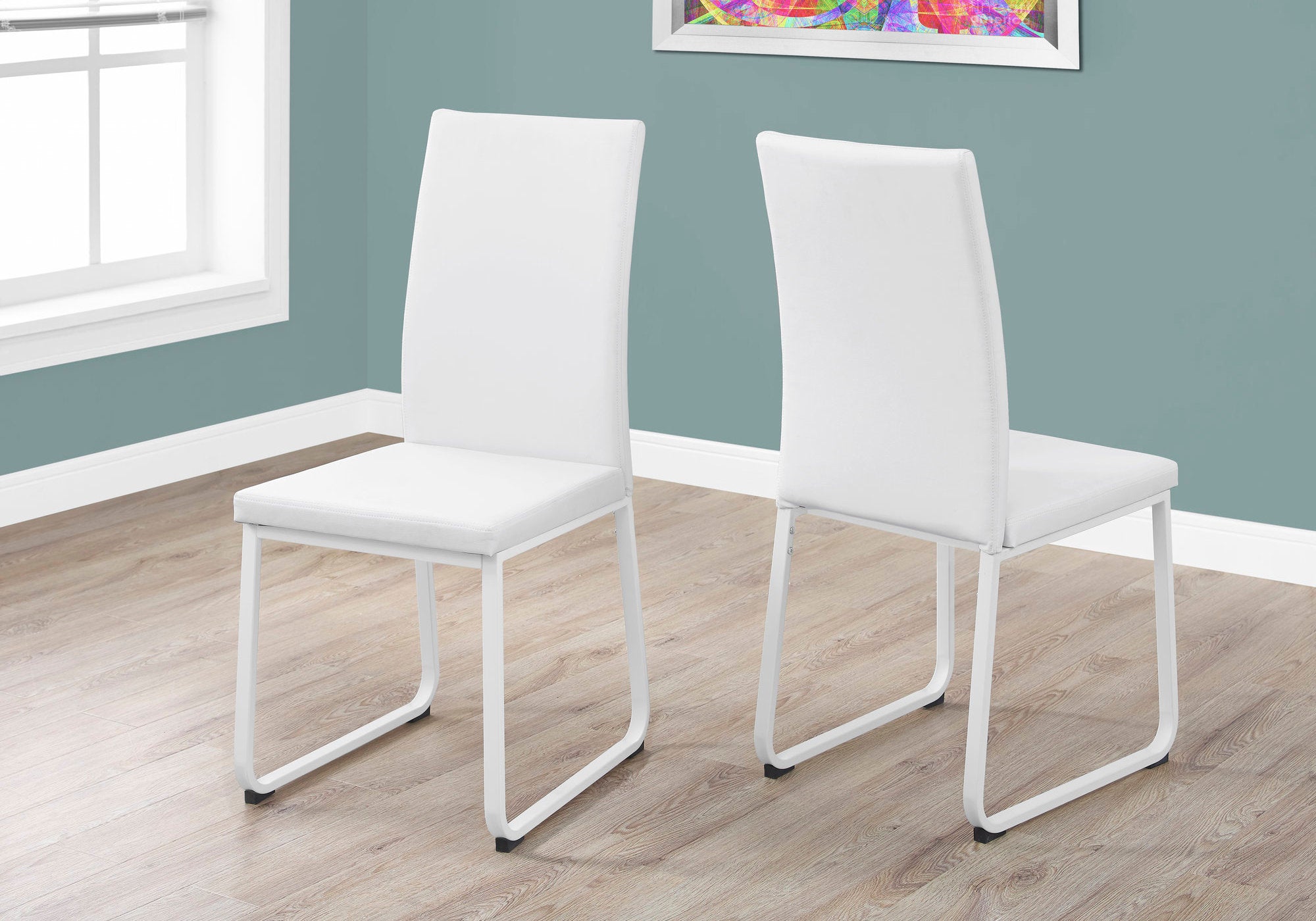 dining chair 2pcs 38h white leather look white i1102