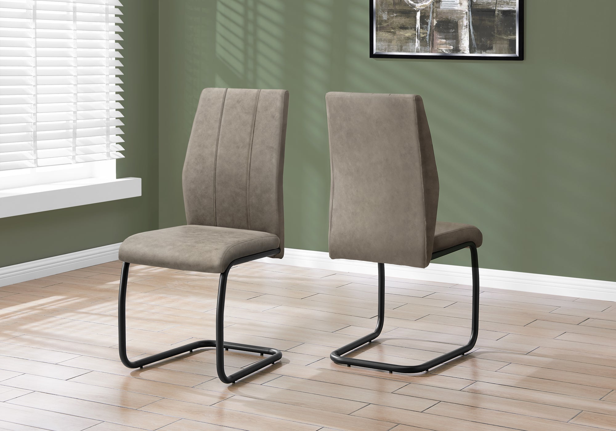 dining chair 2pcs 39h taupe fabric black metal  i1114