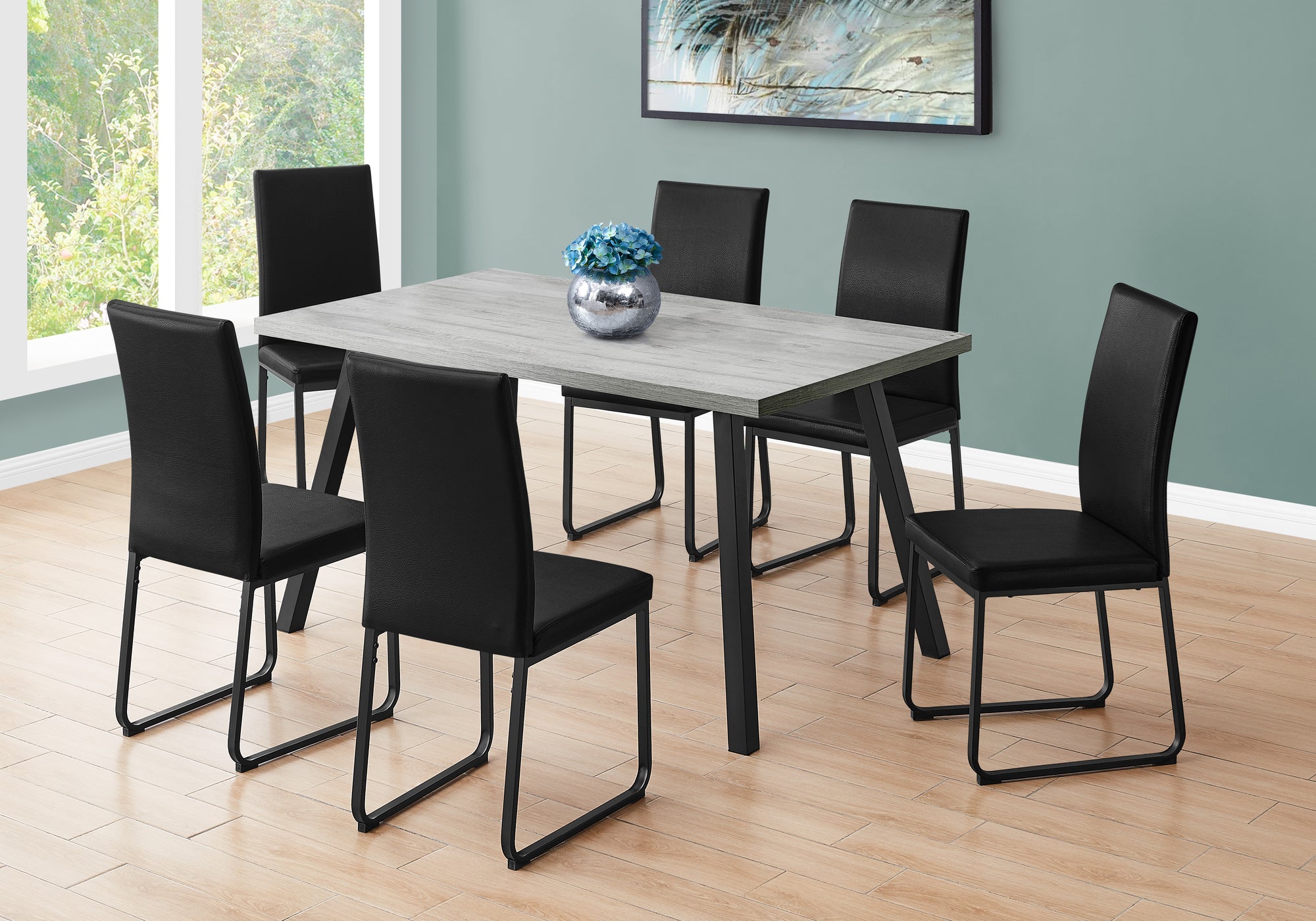 Image of dining table - 36inch x 60inch grey black metal i 1136.