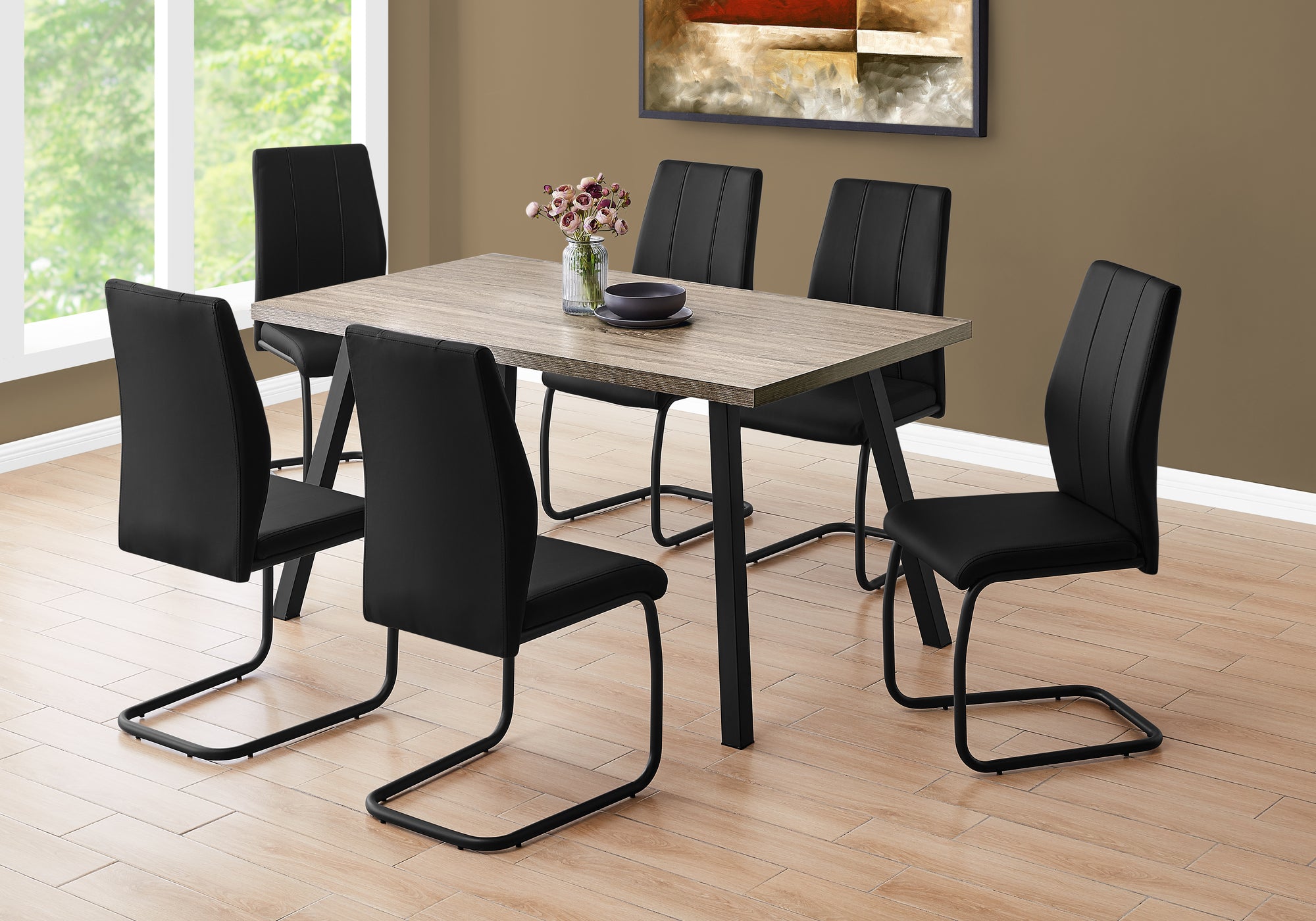 Image of dining table - 36inch x 60inch dark taupe black metal i 1137.