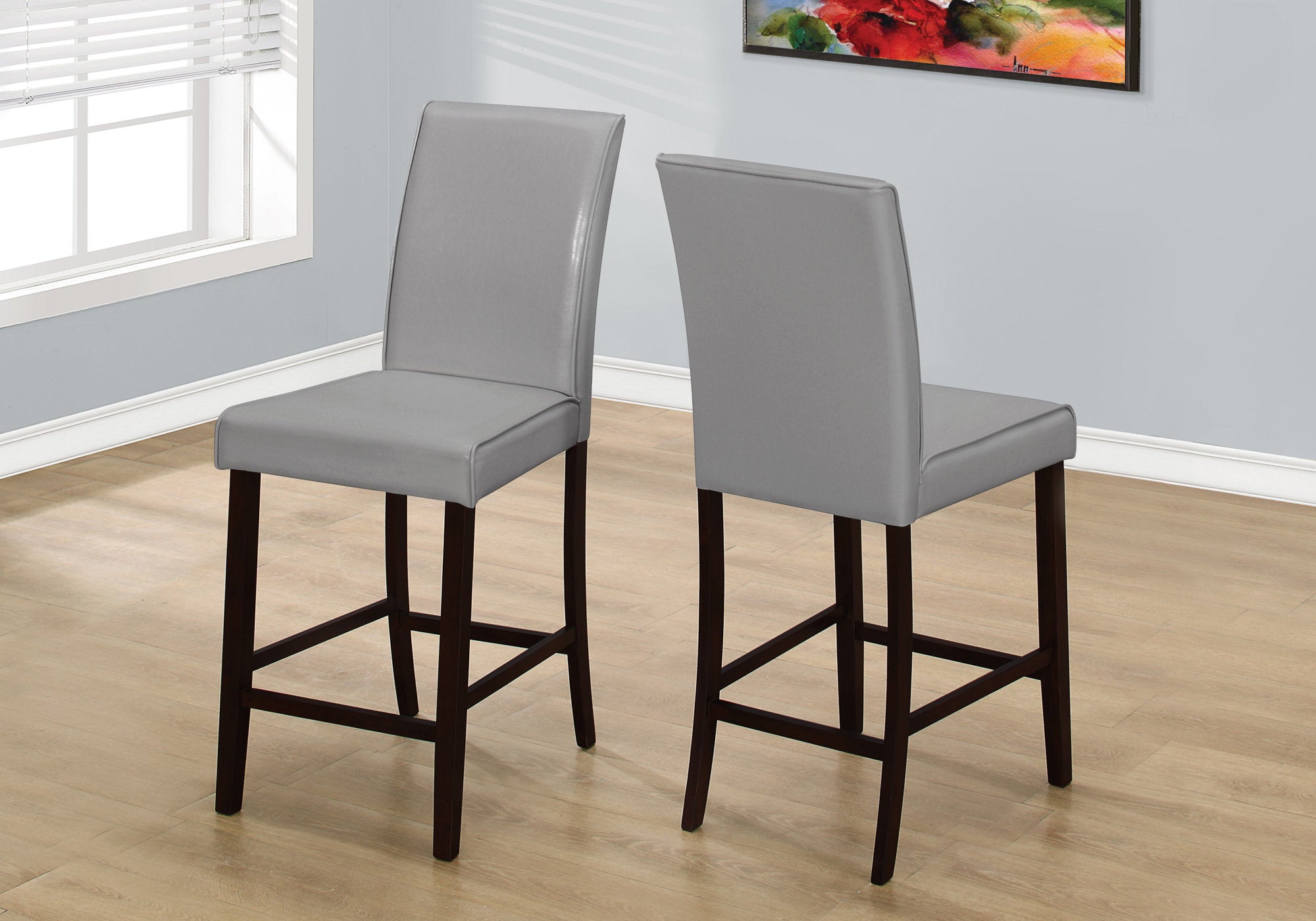 Image of dining chair - 2pcs grey leather-look counter height i 1902.