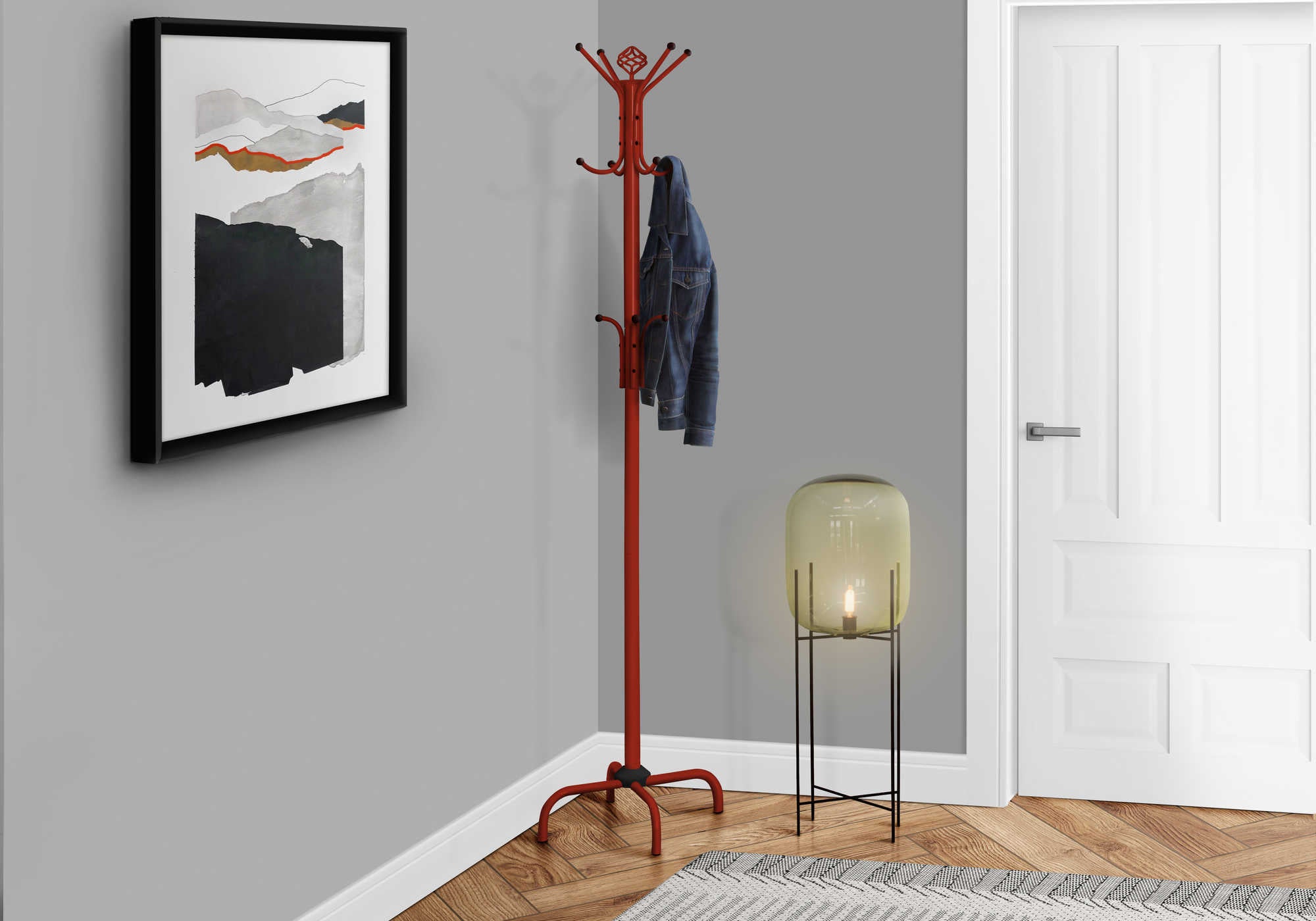 Image of coat rack - 70h red metal i 2008.