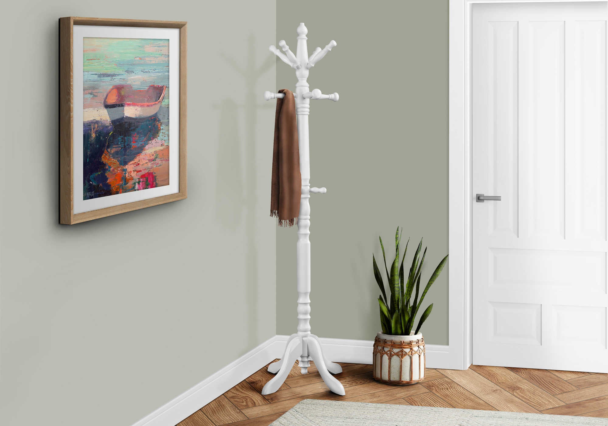 Image of coat rack - 73h antique white wood traditional style i 2013.