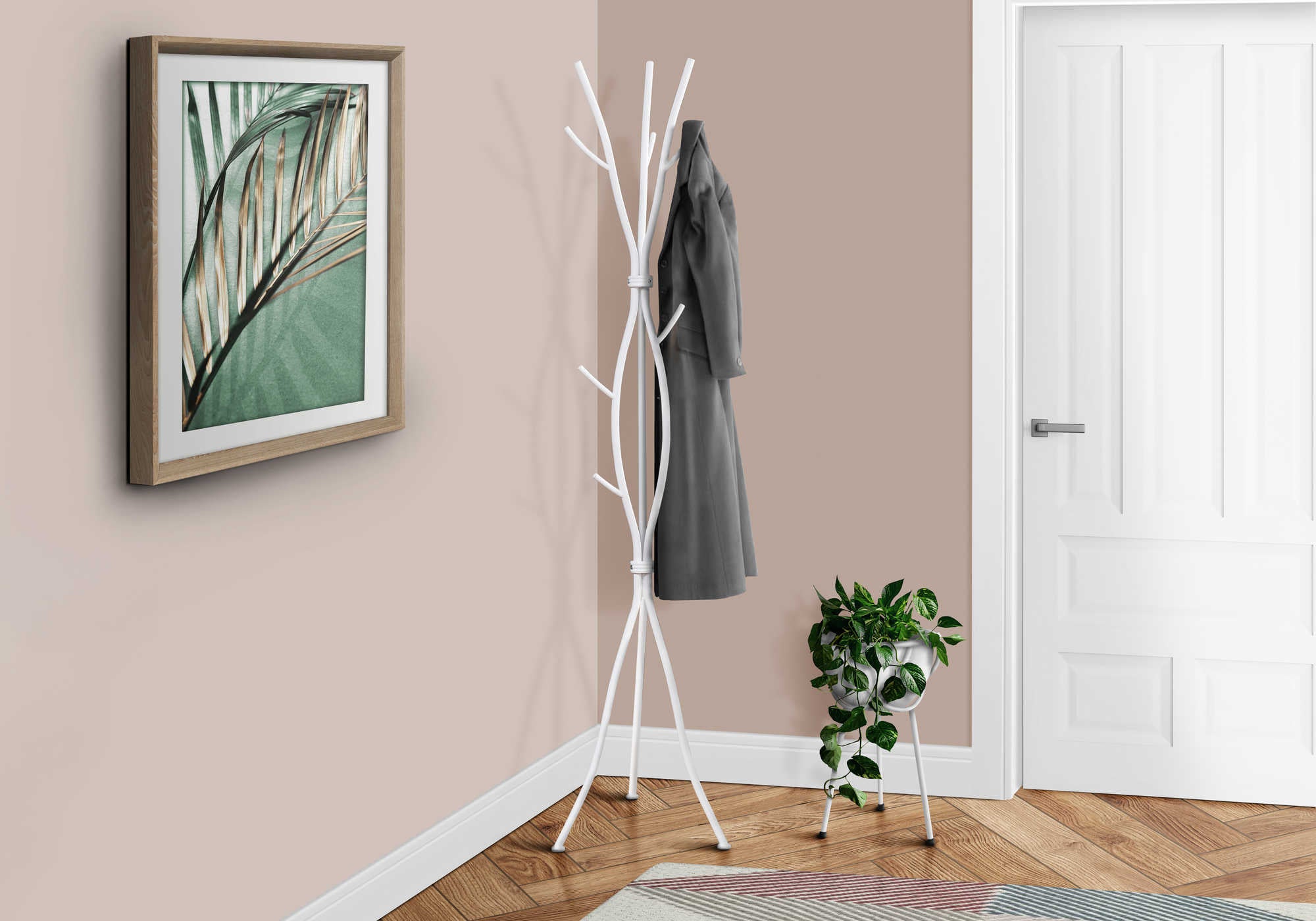 Image of coat rack - 74h white metal i 2063.