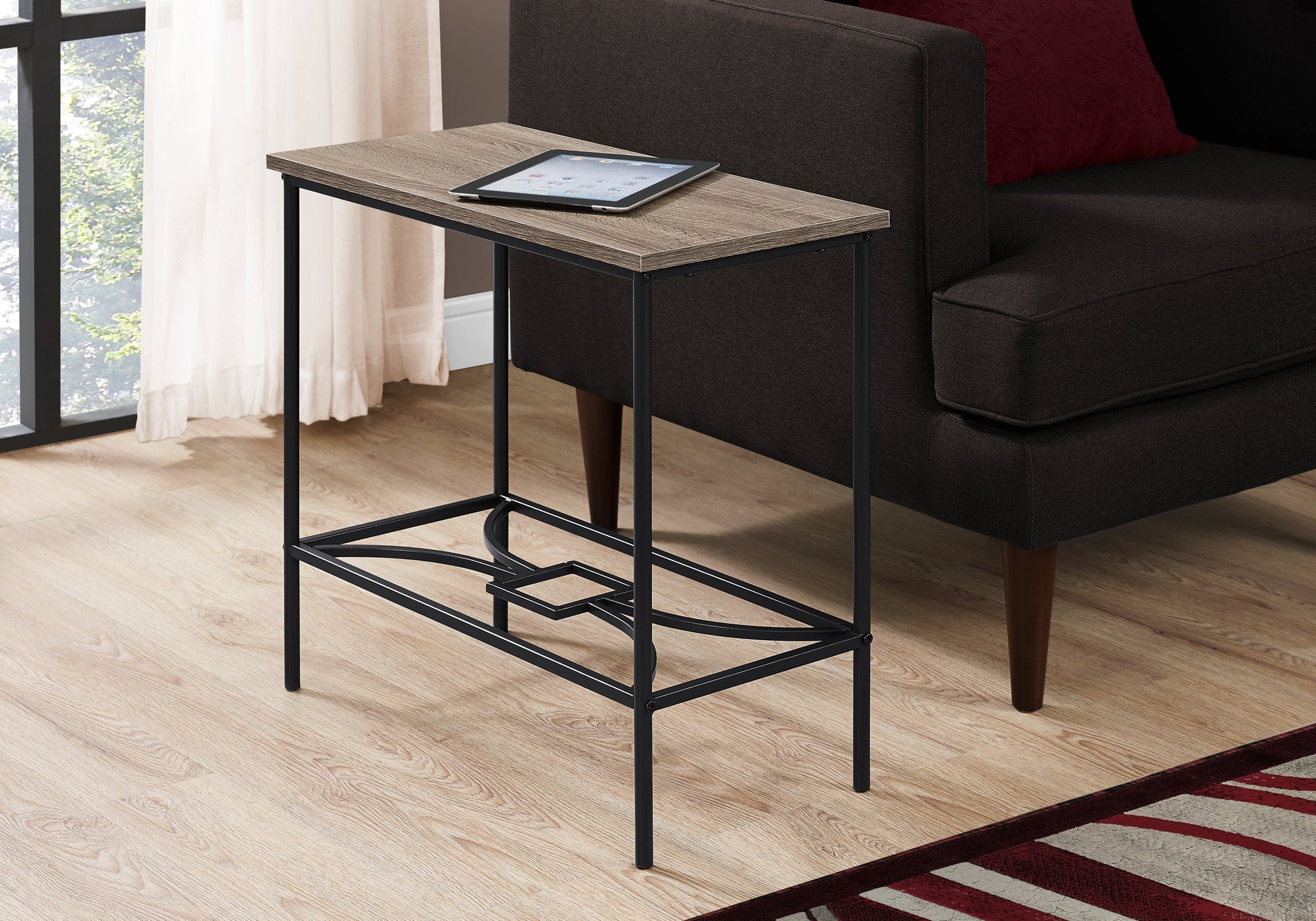 Image of accent table - 22inch h dark taupe black metal  i 2075.