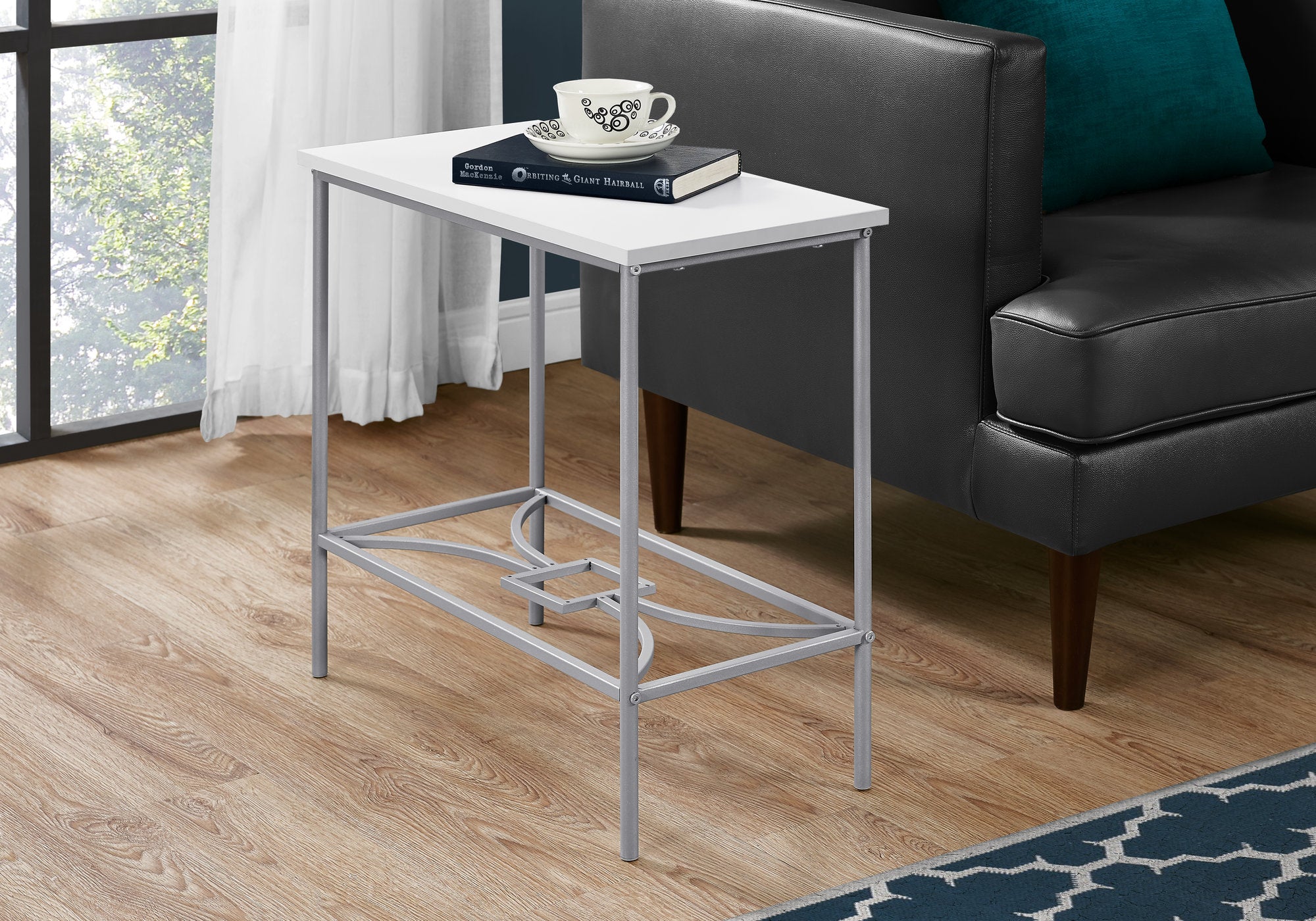 Image of accent table - 22inch h white silver metal  i 2077.