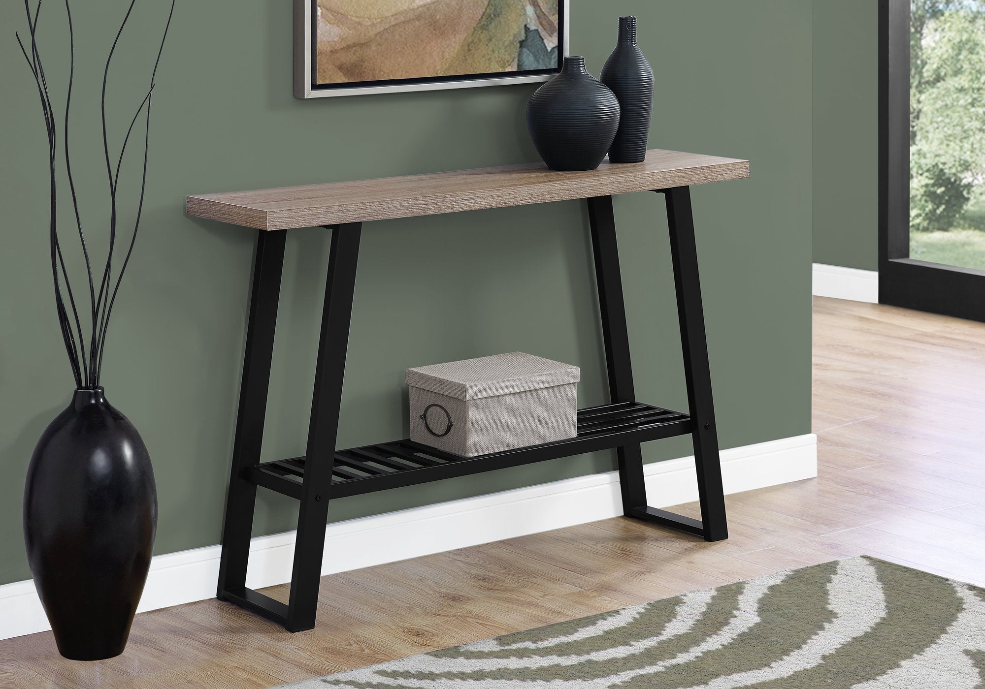 accent table 48l dark taupe black hall console i2117