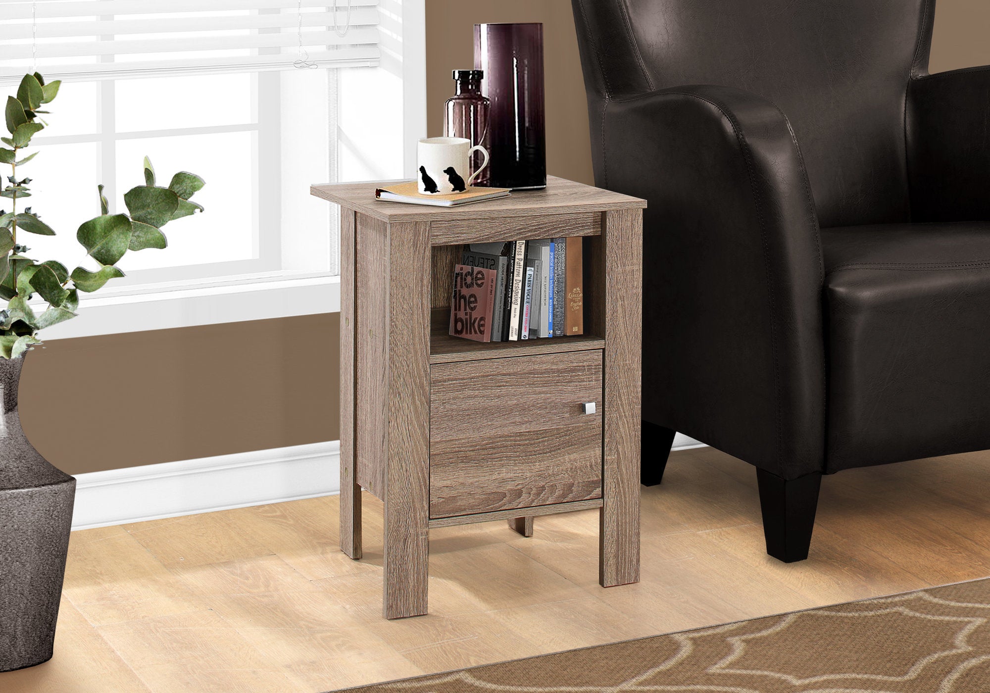 accent table dark taupe night stand with storage i2136