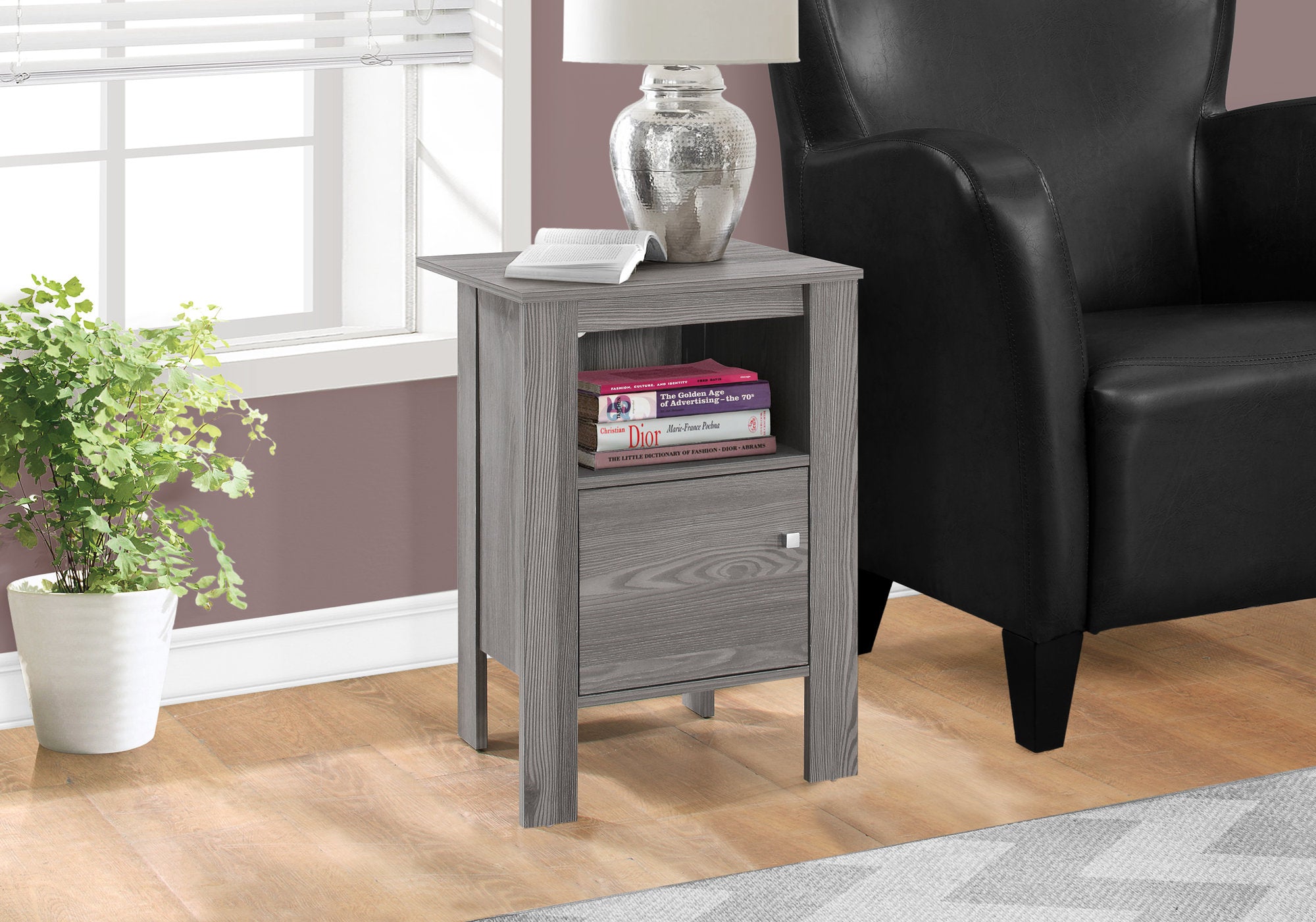 accent table grey night stand with storage i2138