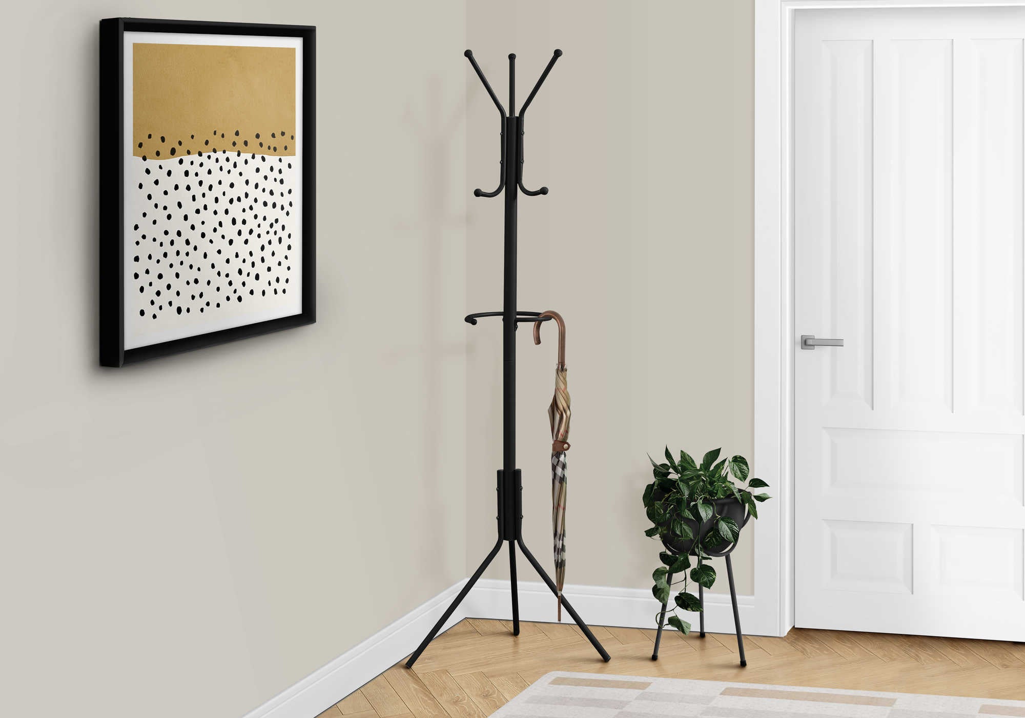 Image of coat rack - 68h black metal i 2162.