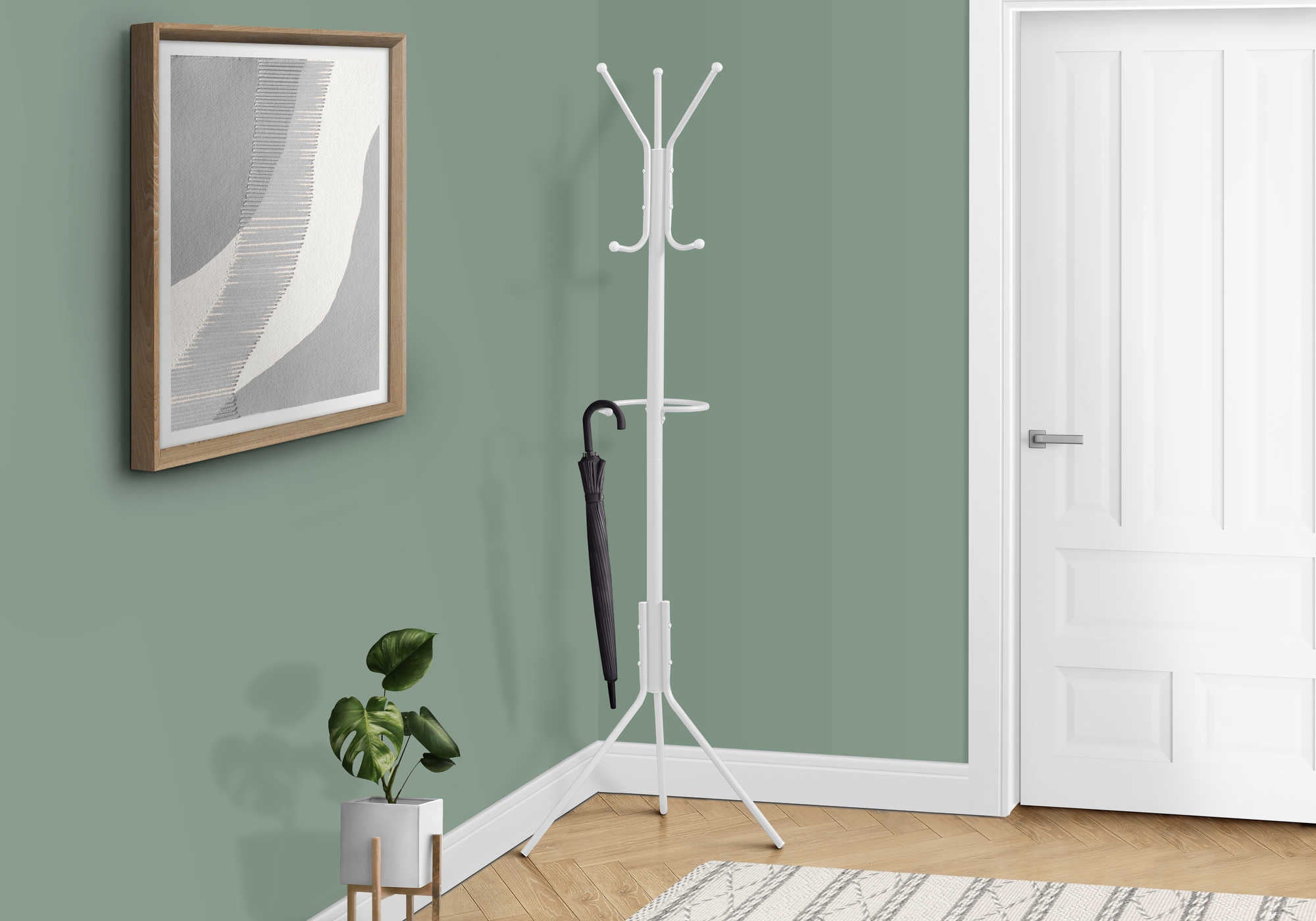 Image of coat rack - 68h white metal i 2164.