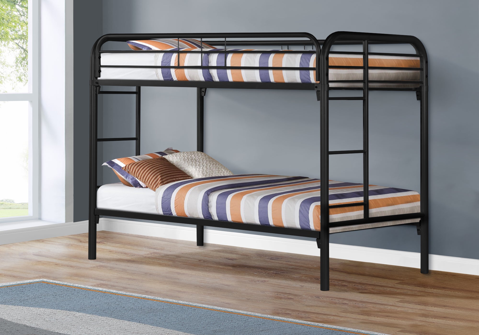 bunk bed twin twin size black metal i2230k