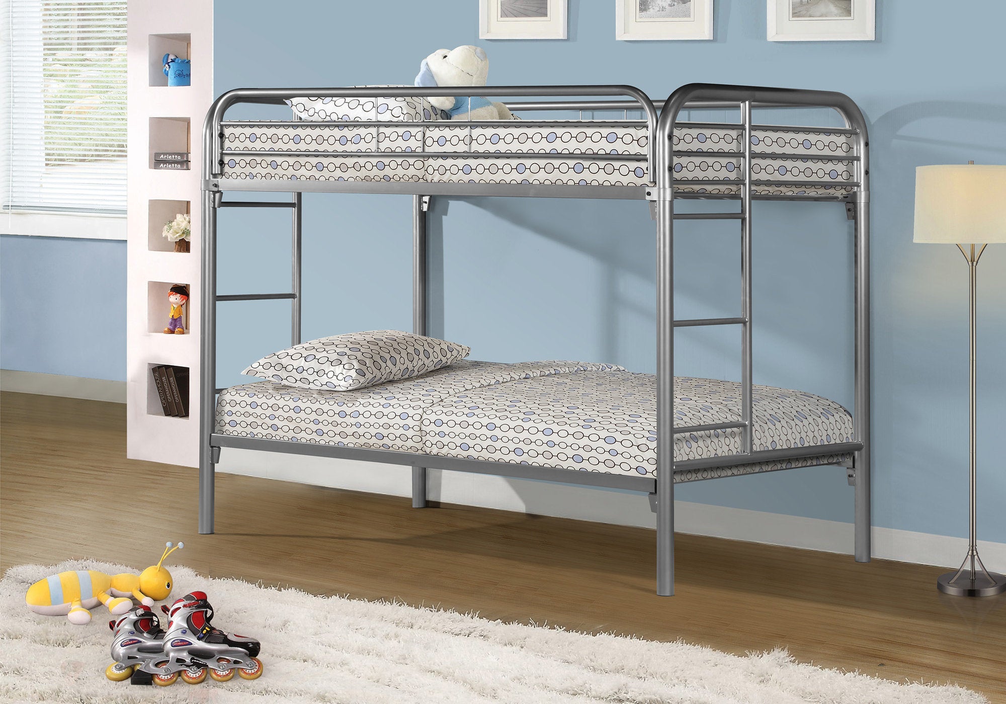 bunk bed twin twin size silver metal i2230s