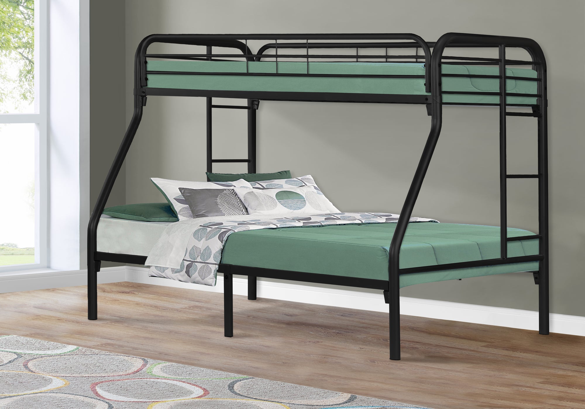 bunk bed twin full size black metal i2231k