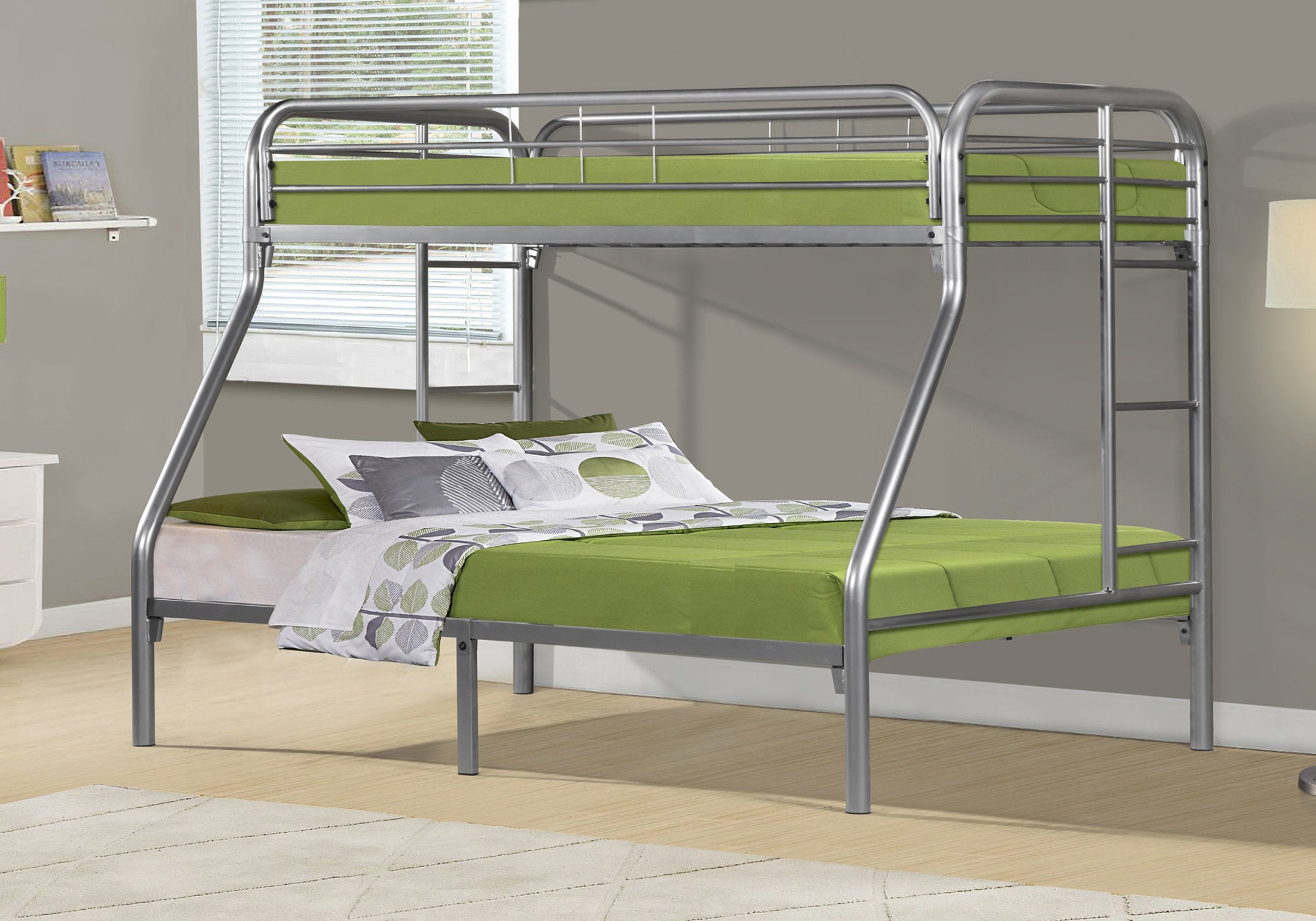 bunk bed twin full size silver metal i2231s