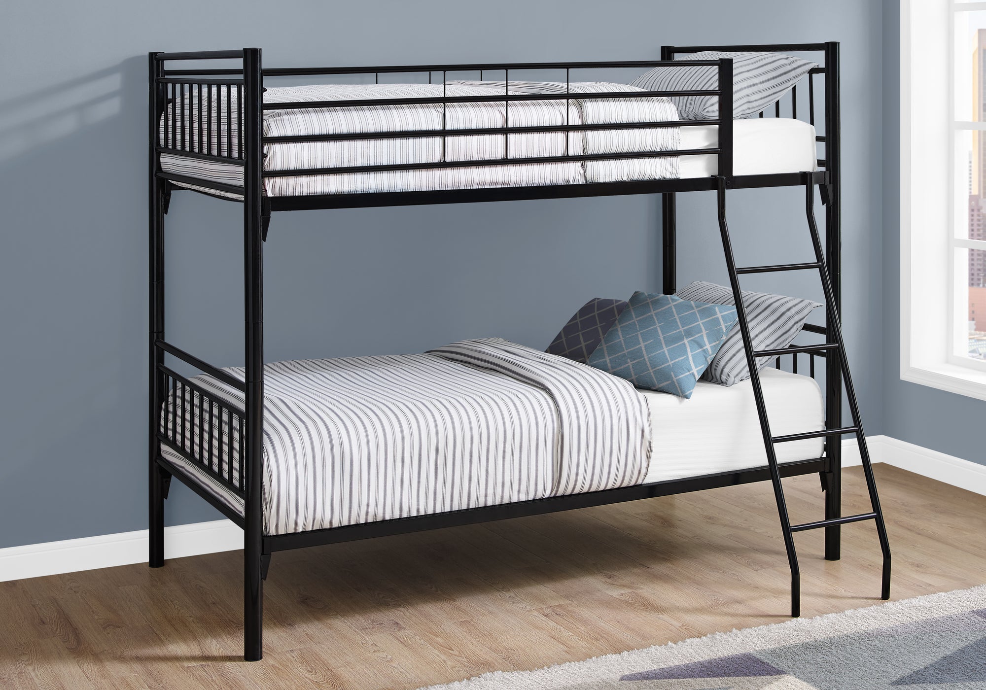 bunk bed twin twin size detachable black metal i2234b