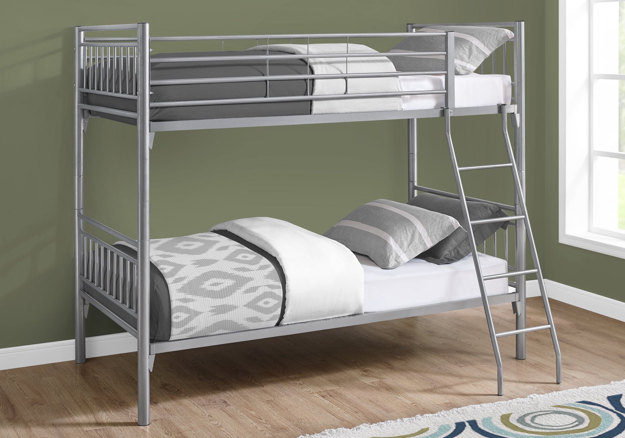 bunk bed twin twin size detachable silver metal i2234s