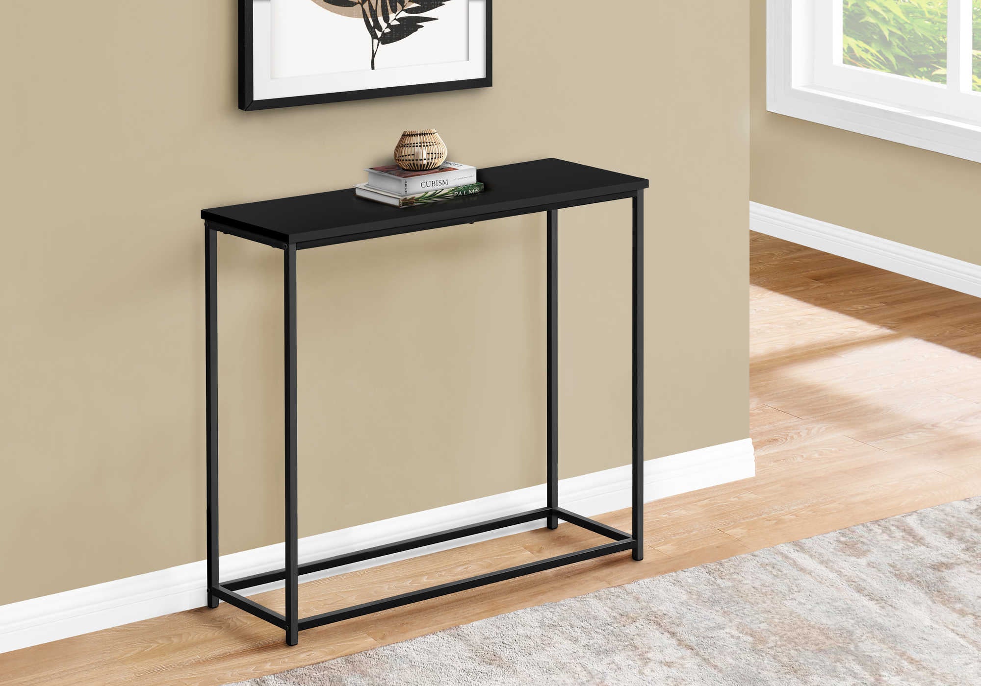 Image of accent table - 32l  black  black metal hall console i 2250.