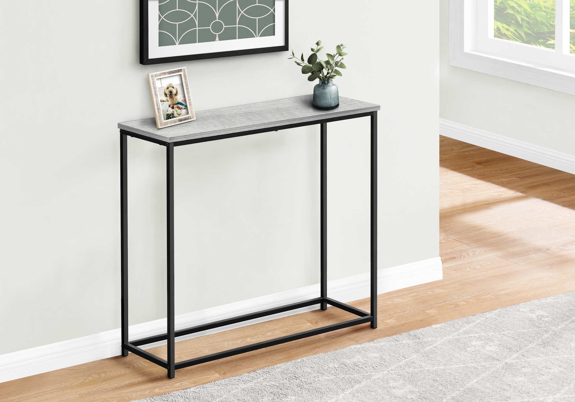 Image of accent table - 32l  grey  black metal hall console i 2251.