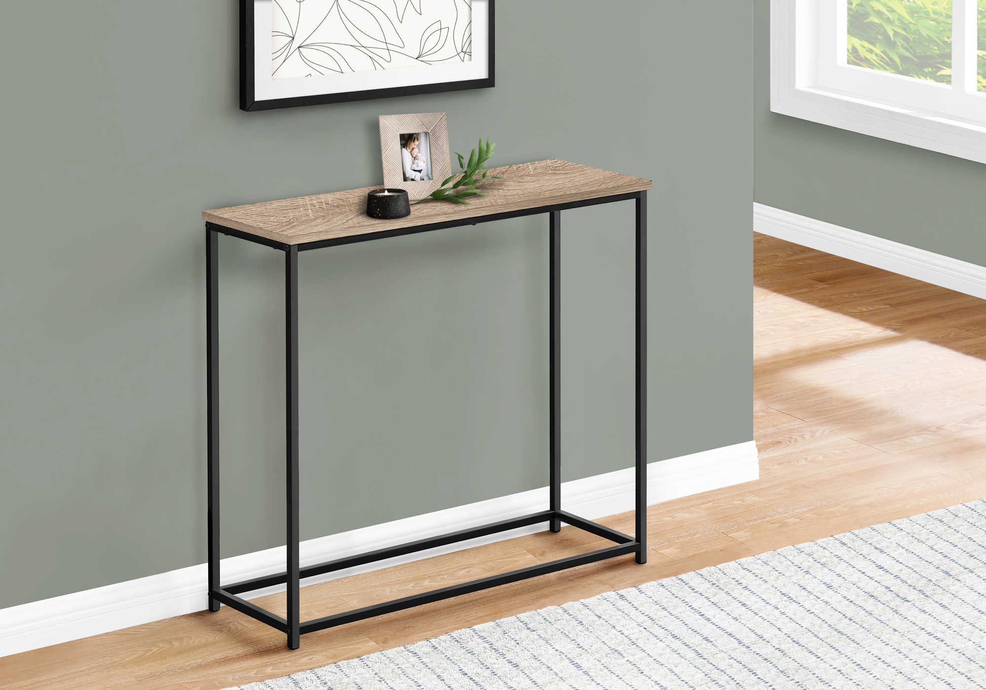 Image of accent table - 32l  dark taupe  black metal console i 2253.