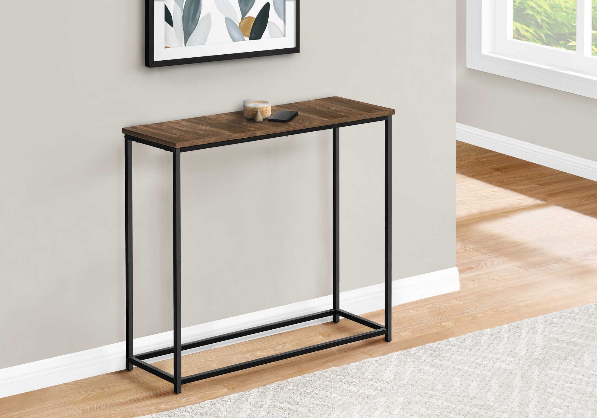 Image of accent table - 32l  brown reclaimed  black console i 2254.