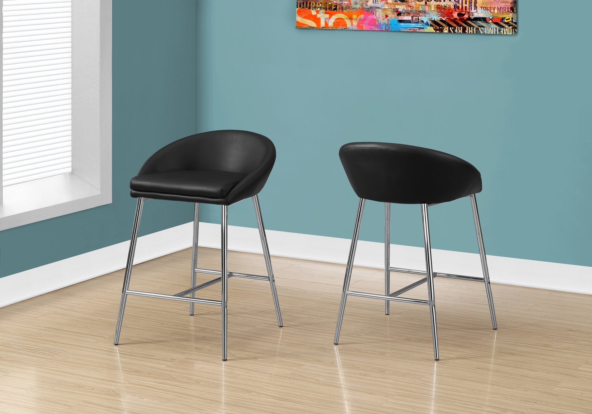 Image of barstool - 2pcs black chrome base counter height i 2294.