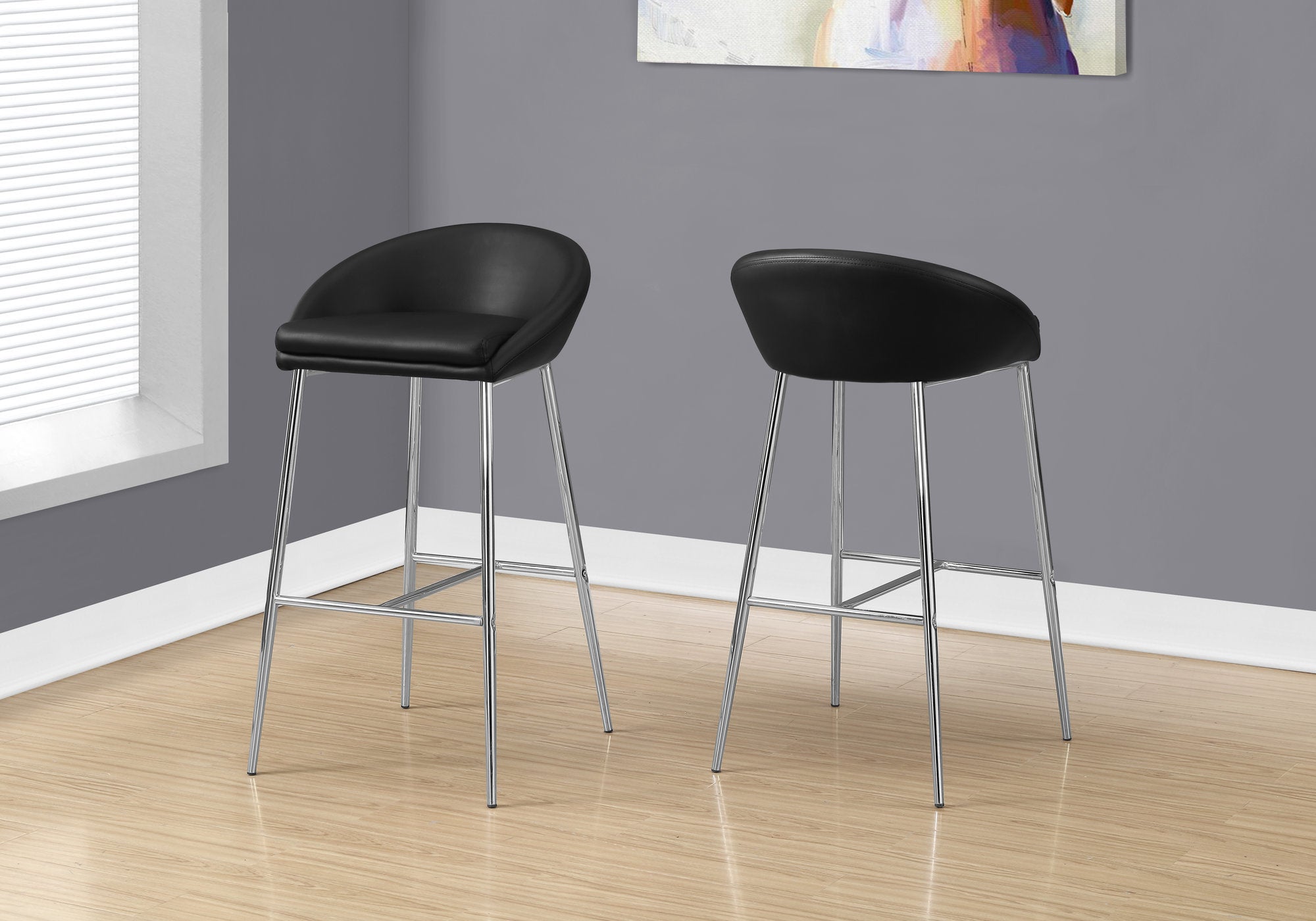 Image of barstool - 2pcs black chrome base bar height i 2295.