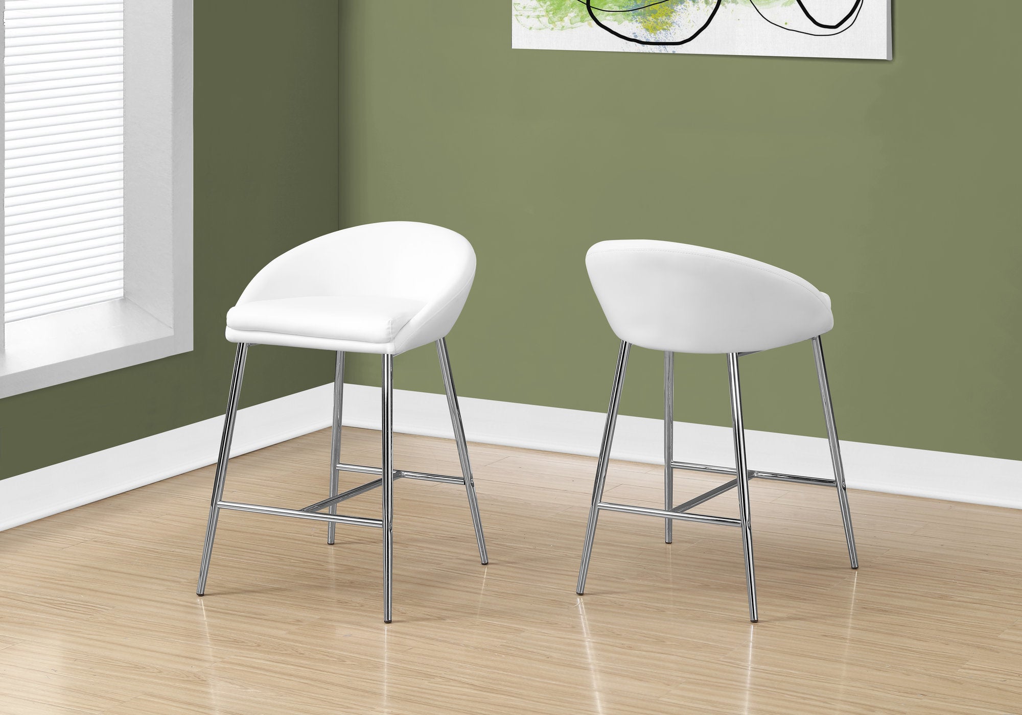 Image of barstool - 2pcs white chrome base counter height i 2296.