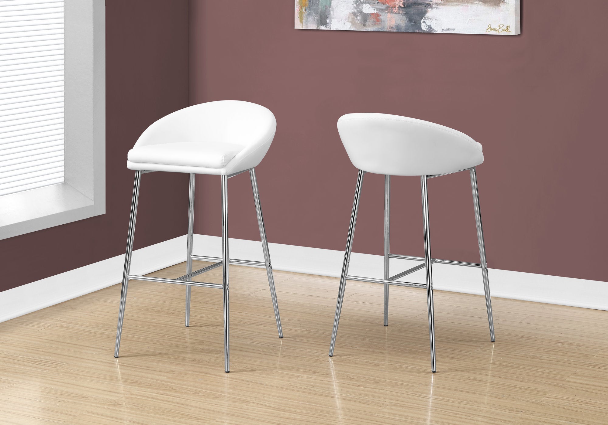 Image of barstool - 2pcs white chrome base bar height i 2297.