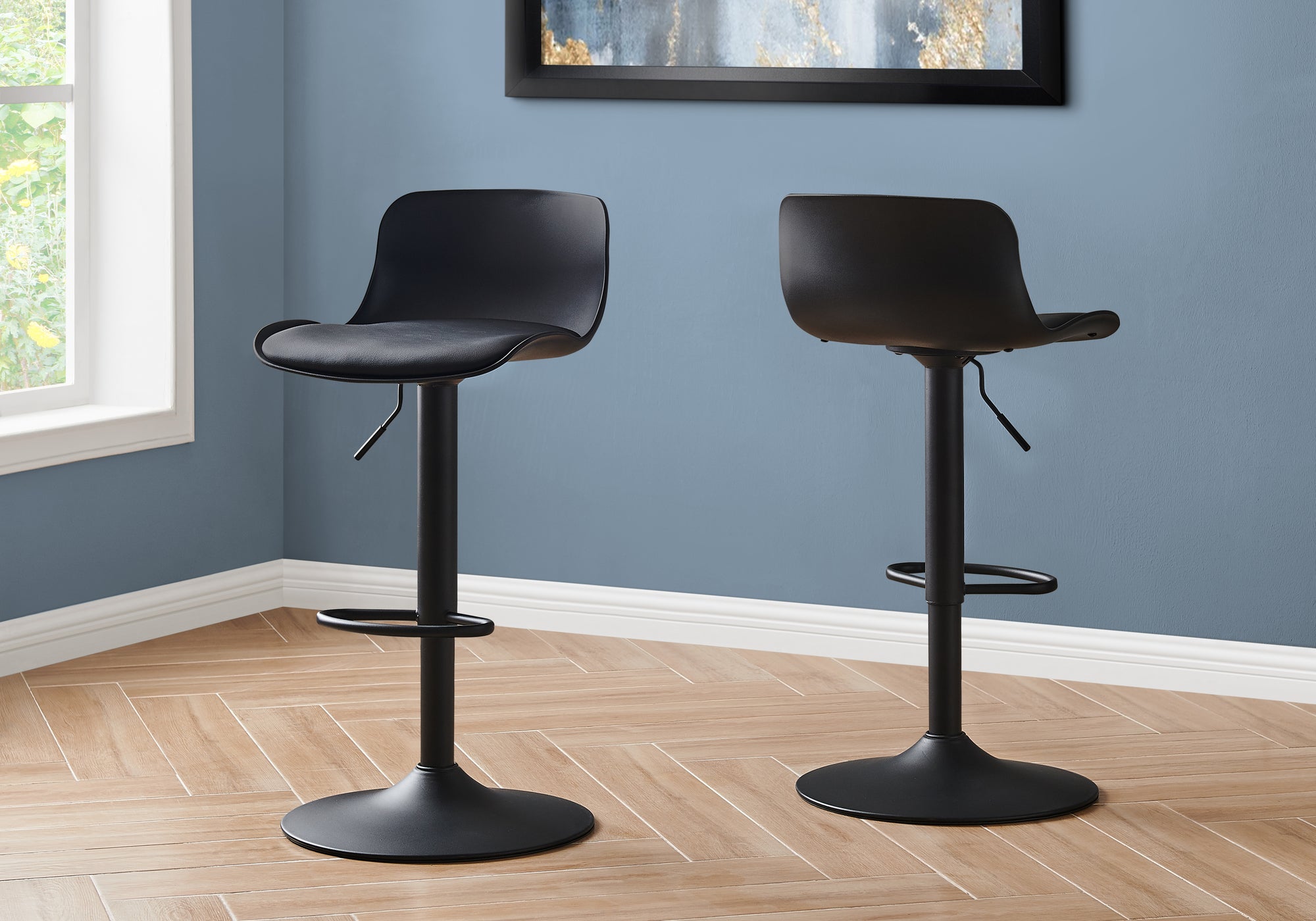 Image of barstool - 2pcs black black metal hydraulic lift i 2313.