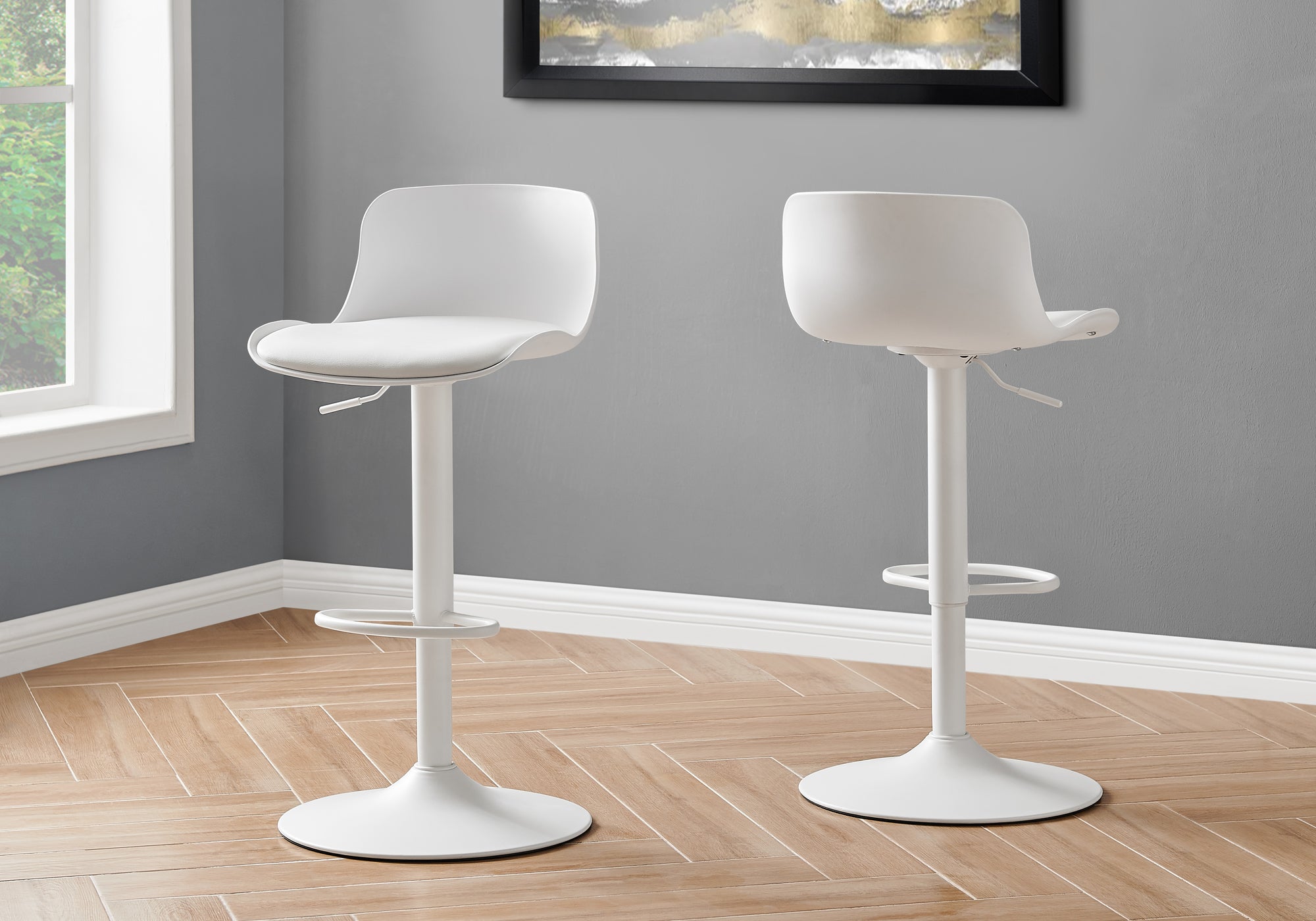Image of barstool - 2pcs white white metal hydraulic lift i 2314.