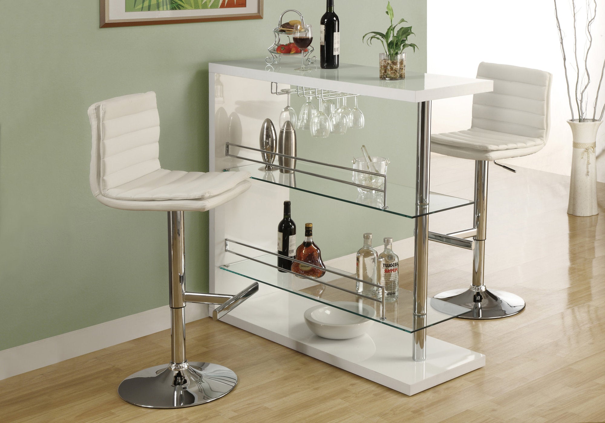 Image of barstool - 2pcs white chrome metal hydraulic lift i 2355.