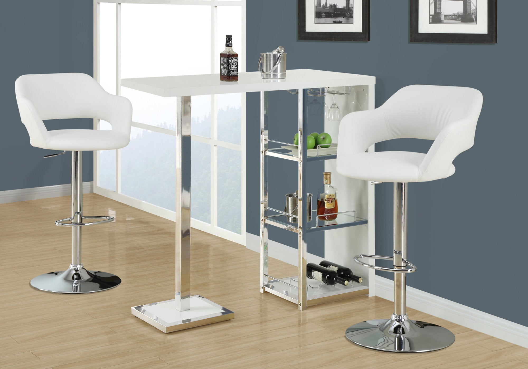 Image of barstool - white chrome metal hydraulic lift i 2358.