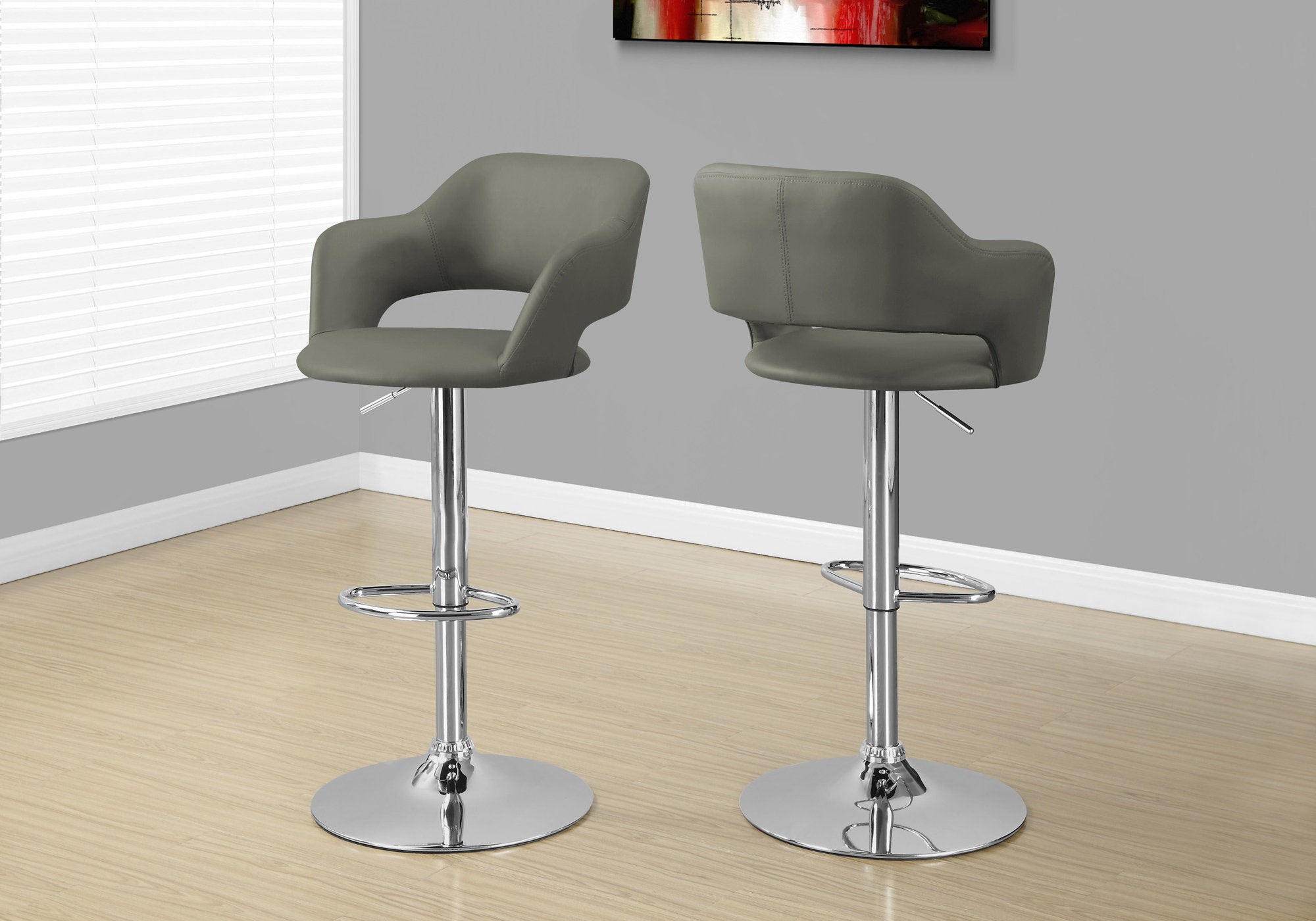 Image of barstool - light grey chrome metal hydraulic lift i 2364.