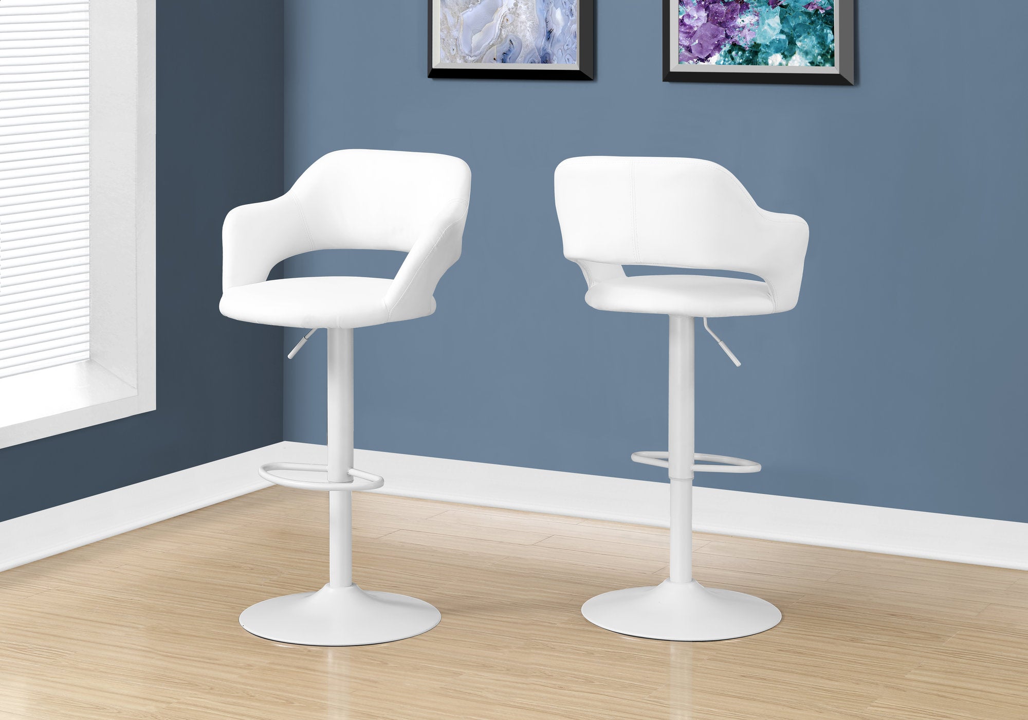 Image of barstool - white white metal hydraulic lift i 2382.