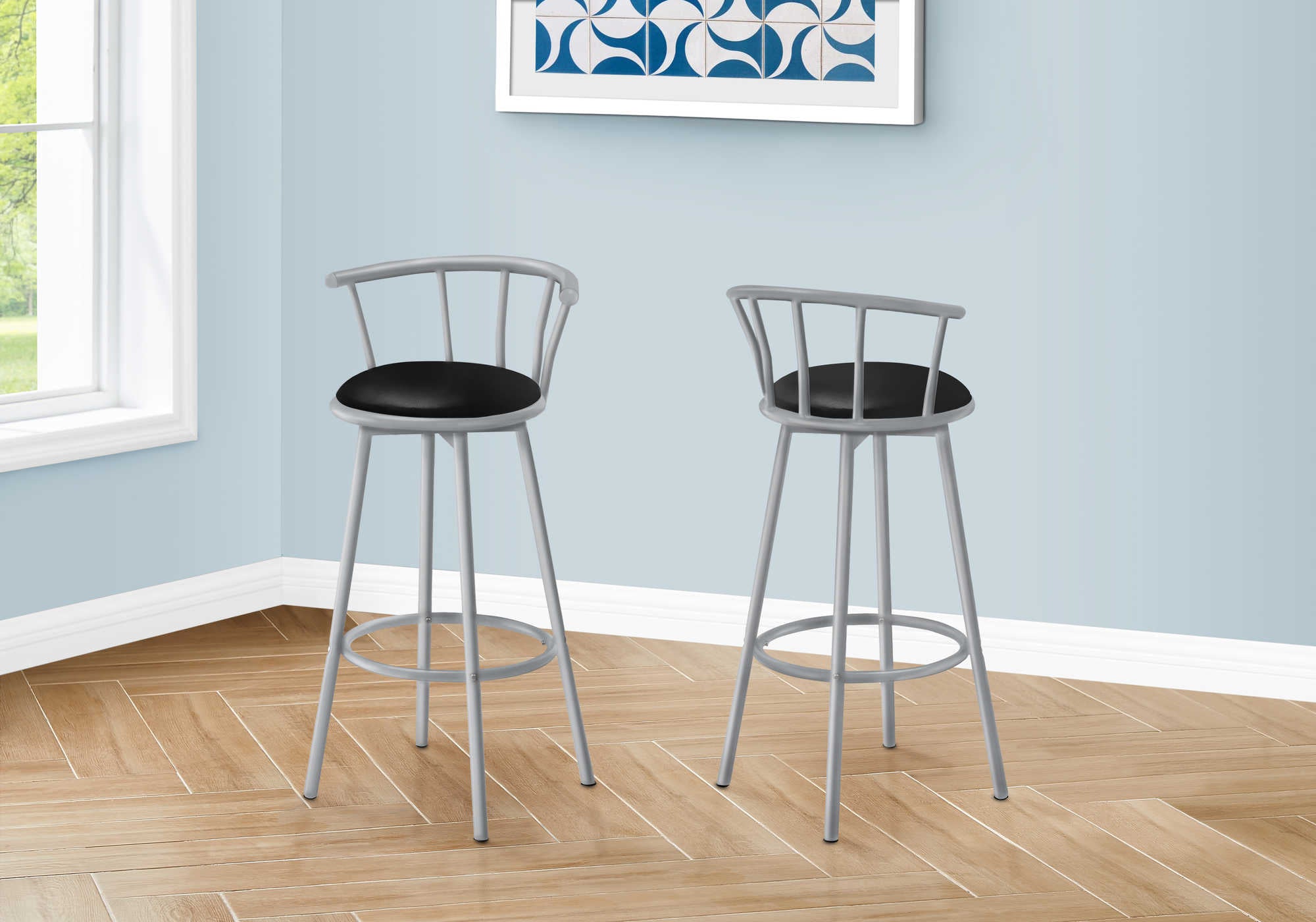 Image of barstool - 2pcs 36h swivel silver metal i 2399.