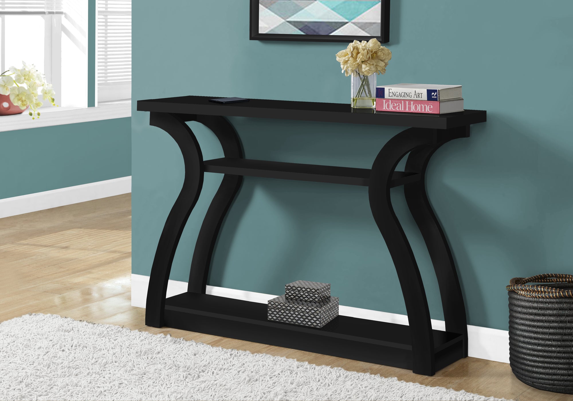 Image of accent table - 47inch l black hall console  i 2439.