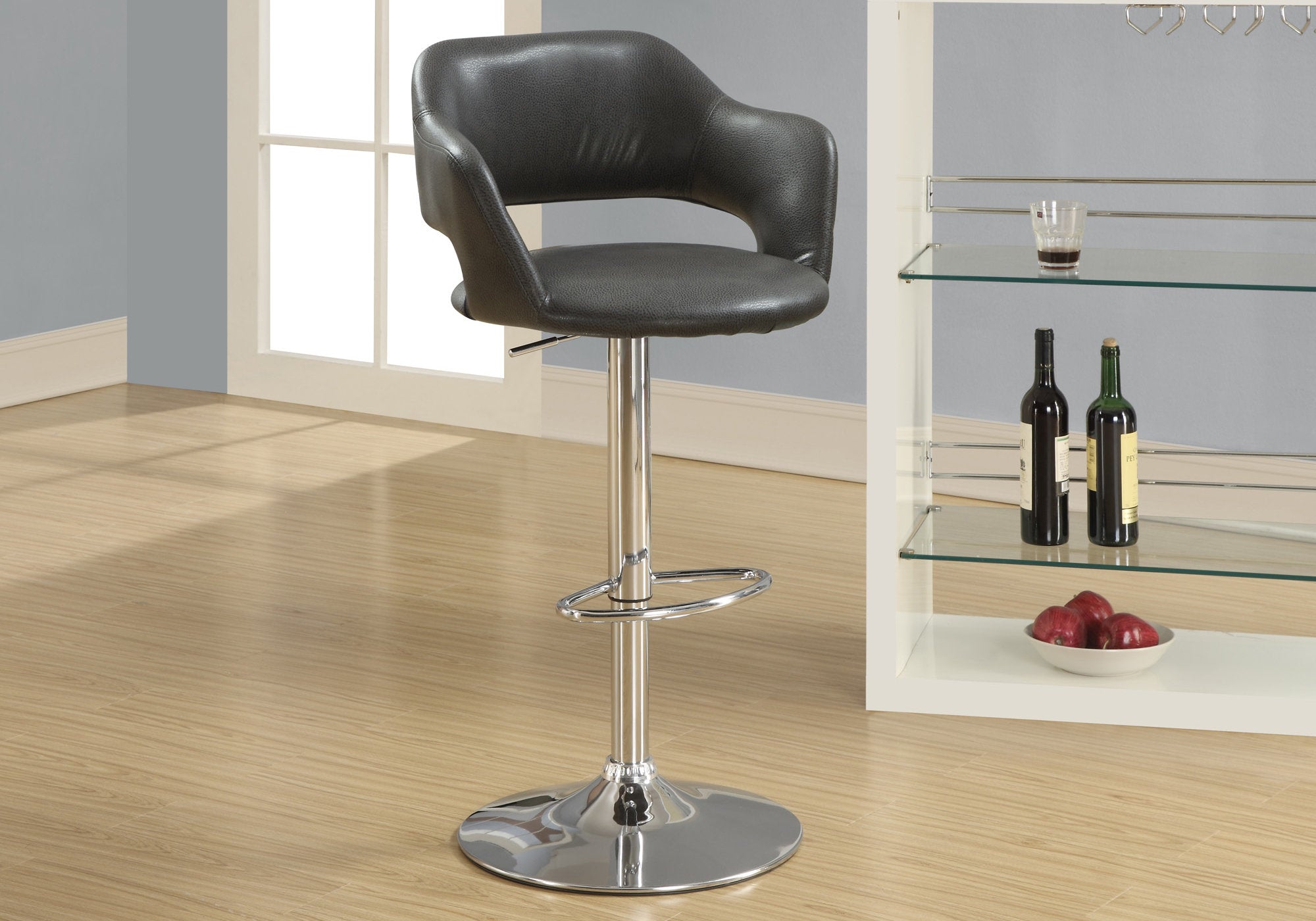 Image of barstool - charcoal grey chrome metal hydraulic lift i 2441.