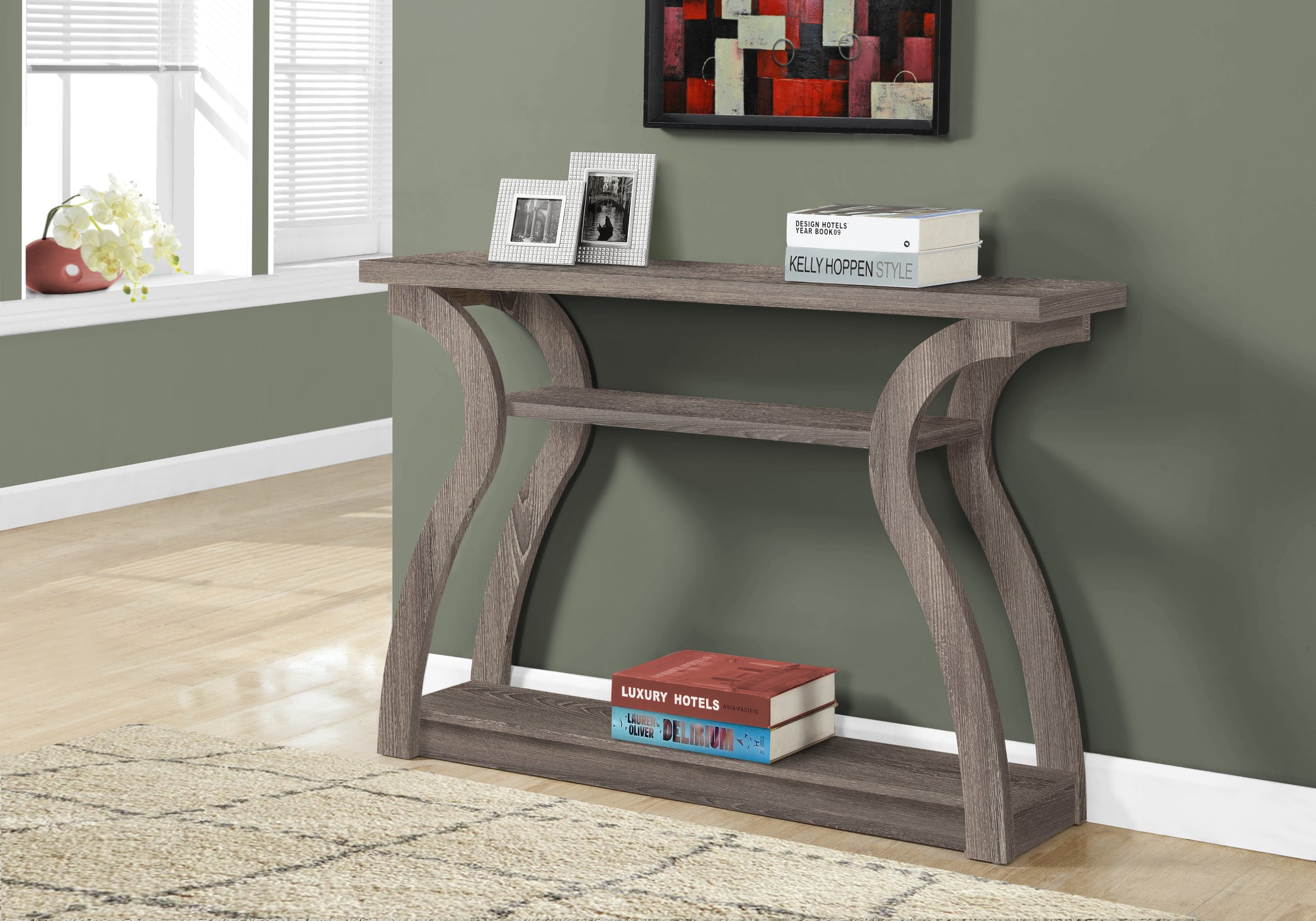 Image of accent table - 47inch l dark taupe hall console  i 2446.